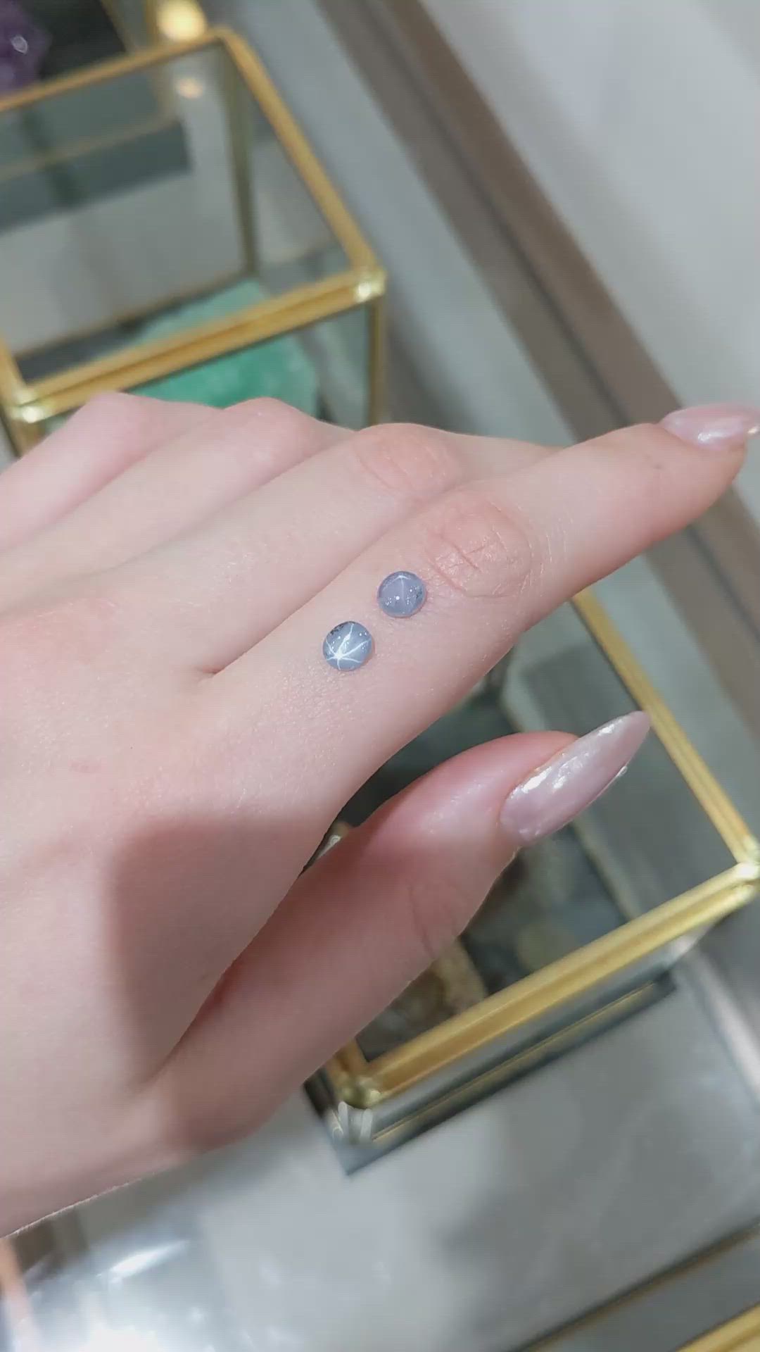 2.03&nbsp;Ct.Tw.Total Carat Weight Greyish Blue Star Sapphire Pair from Ceylon (Sri Lanka) Size Video