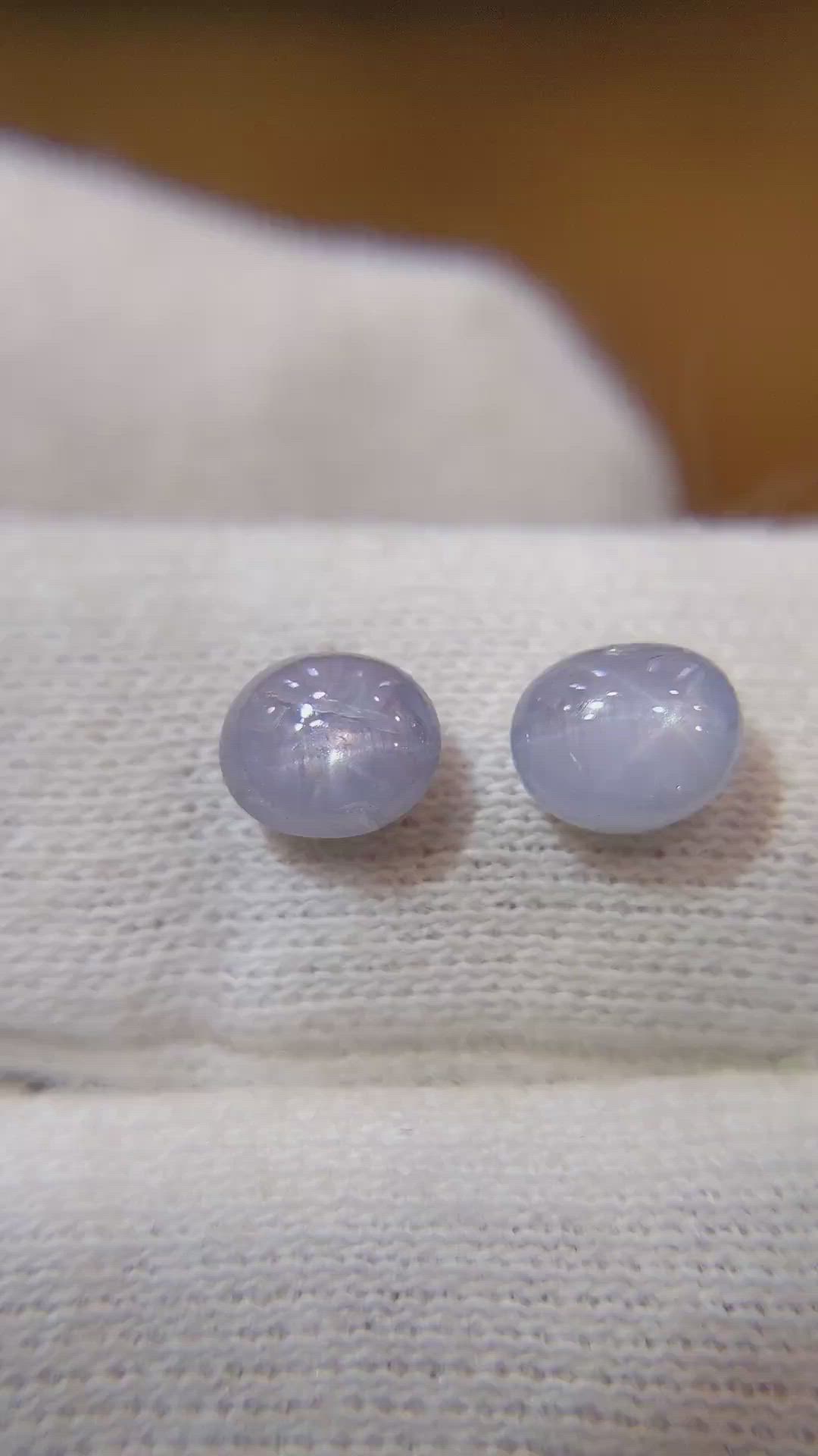 2.57&nbsp;Ct.Tw.Total Carat Weight Grey Star Sapphire Pair from Ceylon (Sri Lanka) Size Video