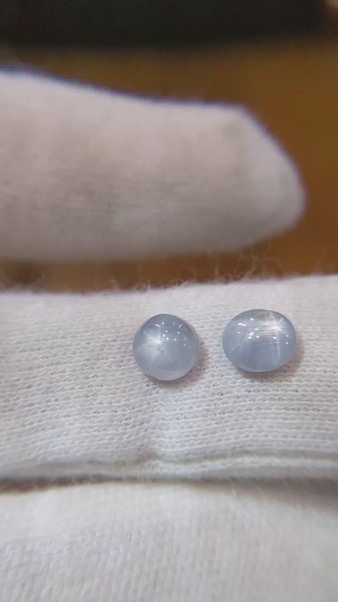 2.48 Ct.Tw.Total Carat Weight Grey Star Sapphire Pair from Ceylon (Sri Lanka) Size Video