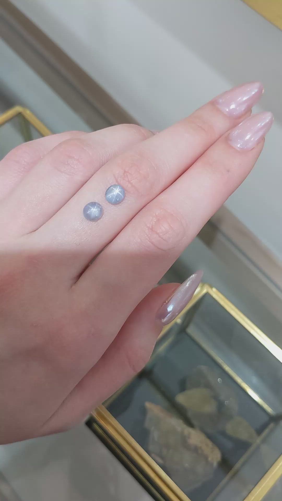 2.48&nbsp;Ct.Tw.Total Carat Weight Grey Star Sapphire Pair from Ceylon (Sri Lanka) Size Video