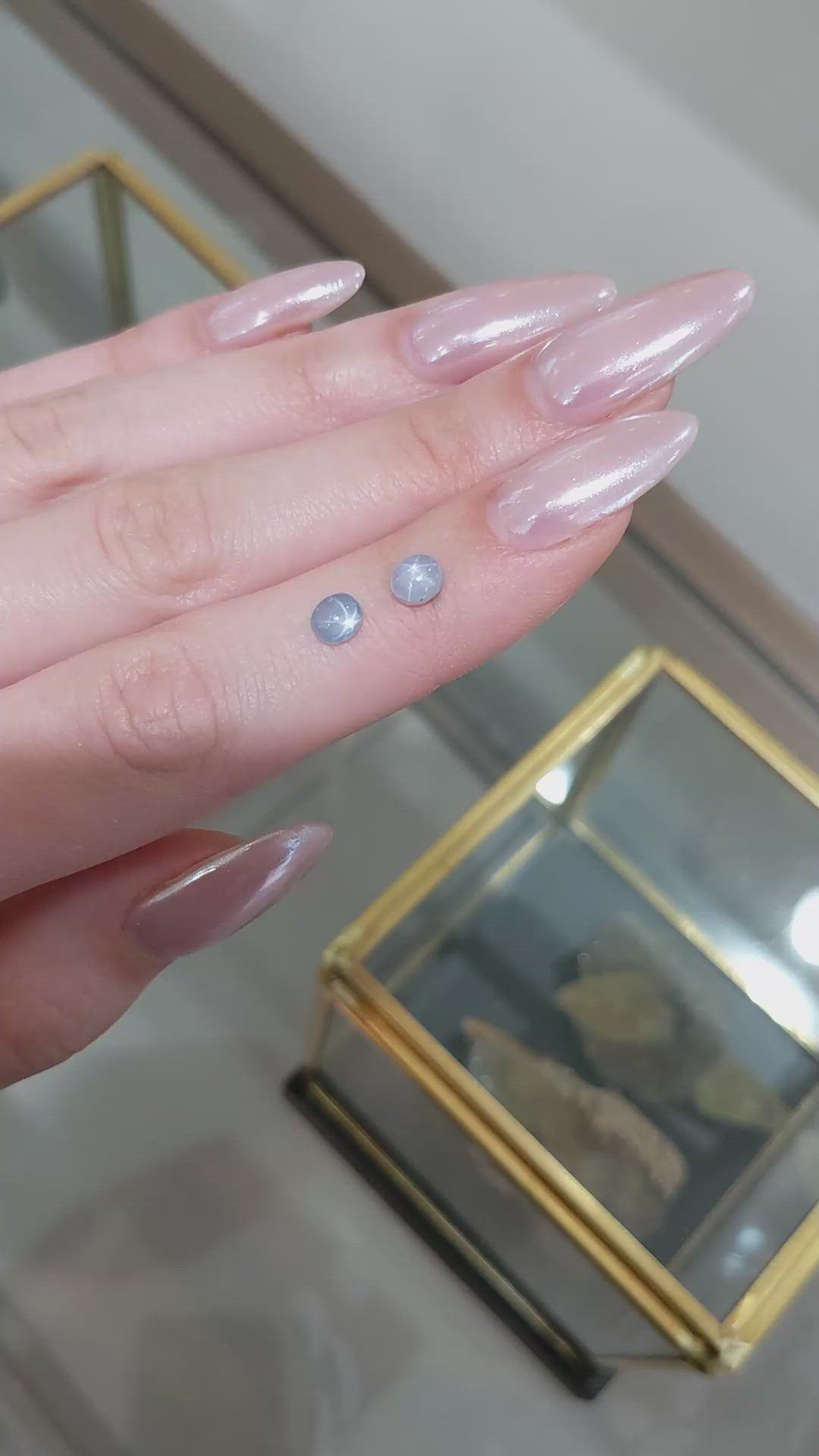 2.02&nbsp;Ct.Tw.Total Carat Weight Greyish Blue Star Sapphire Pair from Ceylon (Sri Lanka) Size Video