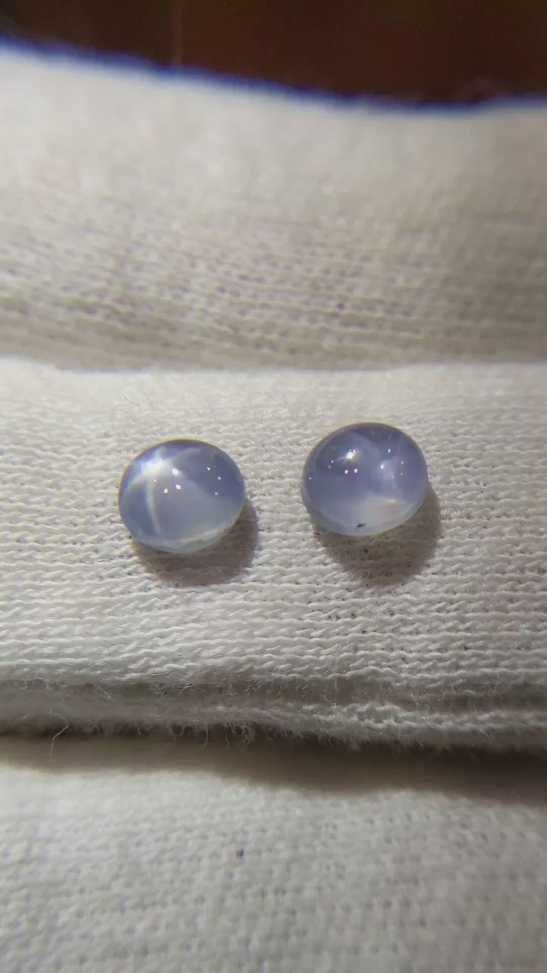2.02&nbsp;Ct.Tw.Total Carat Weight Greyish Blue Star Sapphire Pair from Ceylon (Sri Lanka) Size Video