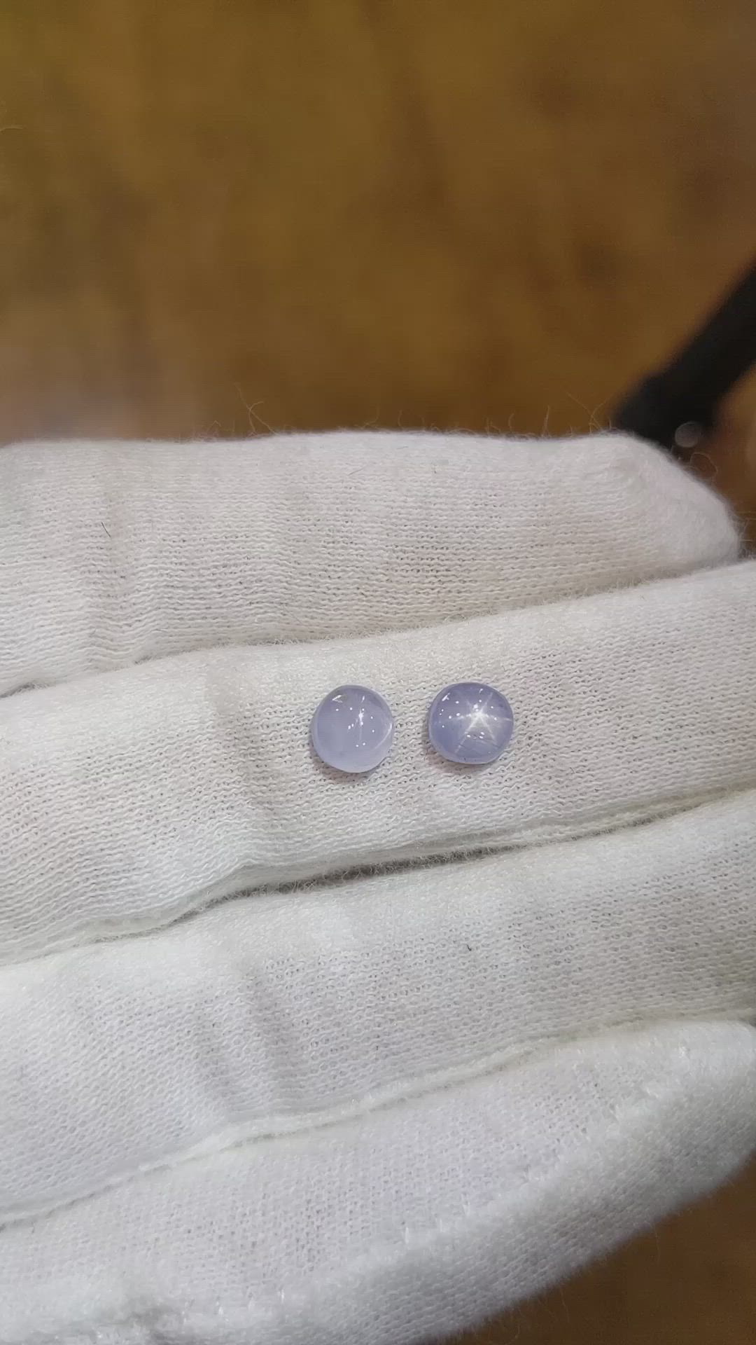 2.62 Ct.Tw.Total Carat Weight Grey Star Sapphire Pair from Ceylon (Sri Lanka) Size Video