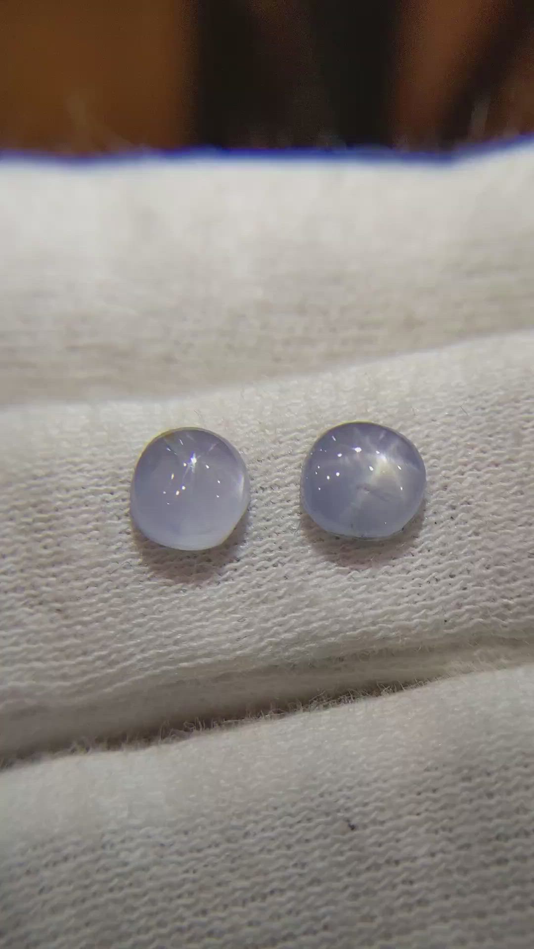2.62 Ct.Tw.Total Carat Weight Grey Star Sapphire Pair from Ceylon (Sri Lanka) Size Video