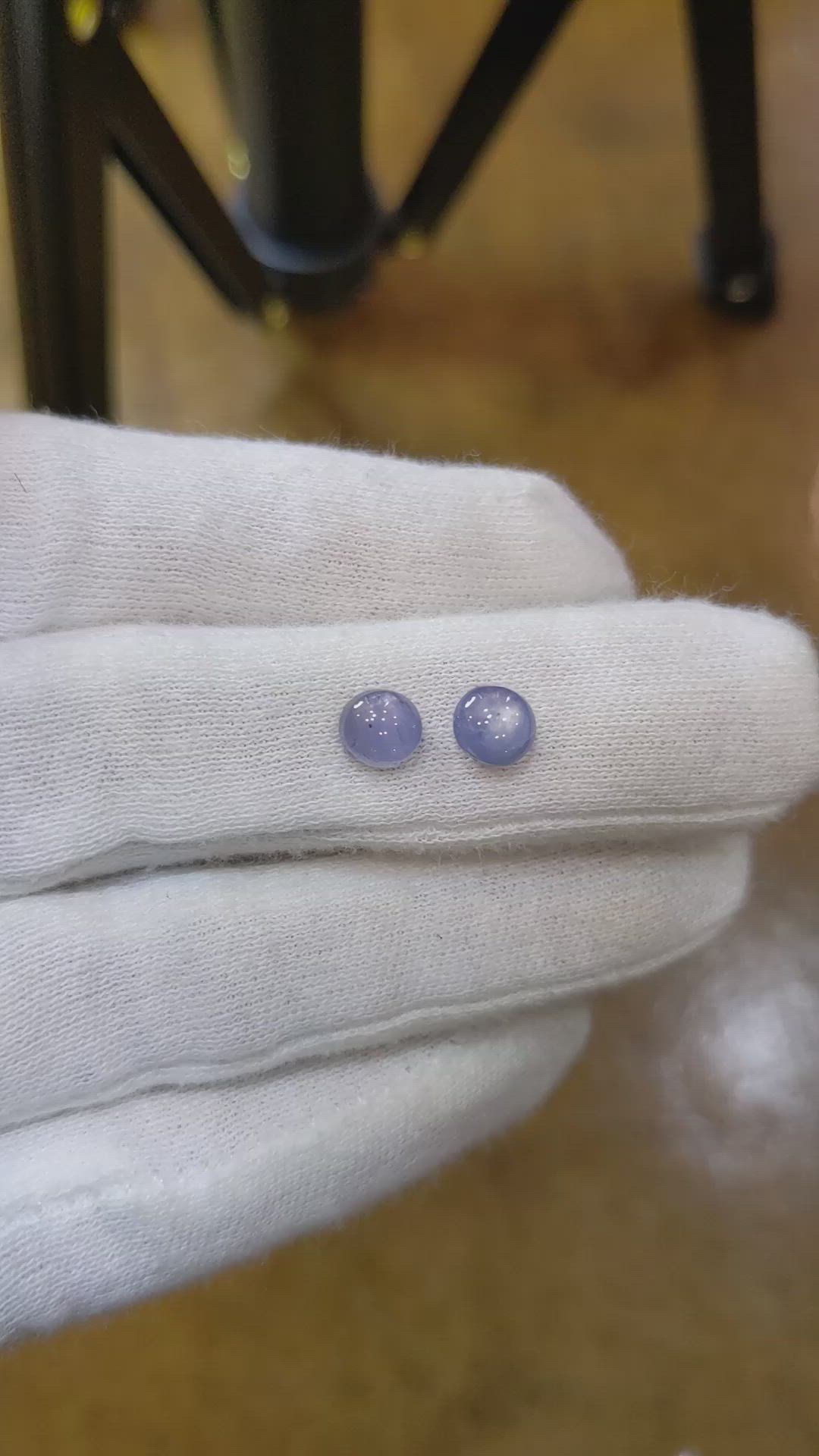 2.65&nbsp;Ct.Tw.Total Carat Weight Greyish Blue Star Sapphire Pair from Ceylon (Sri Lanka) Size Video