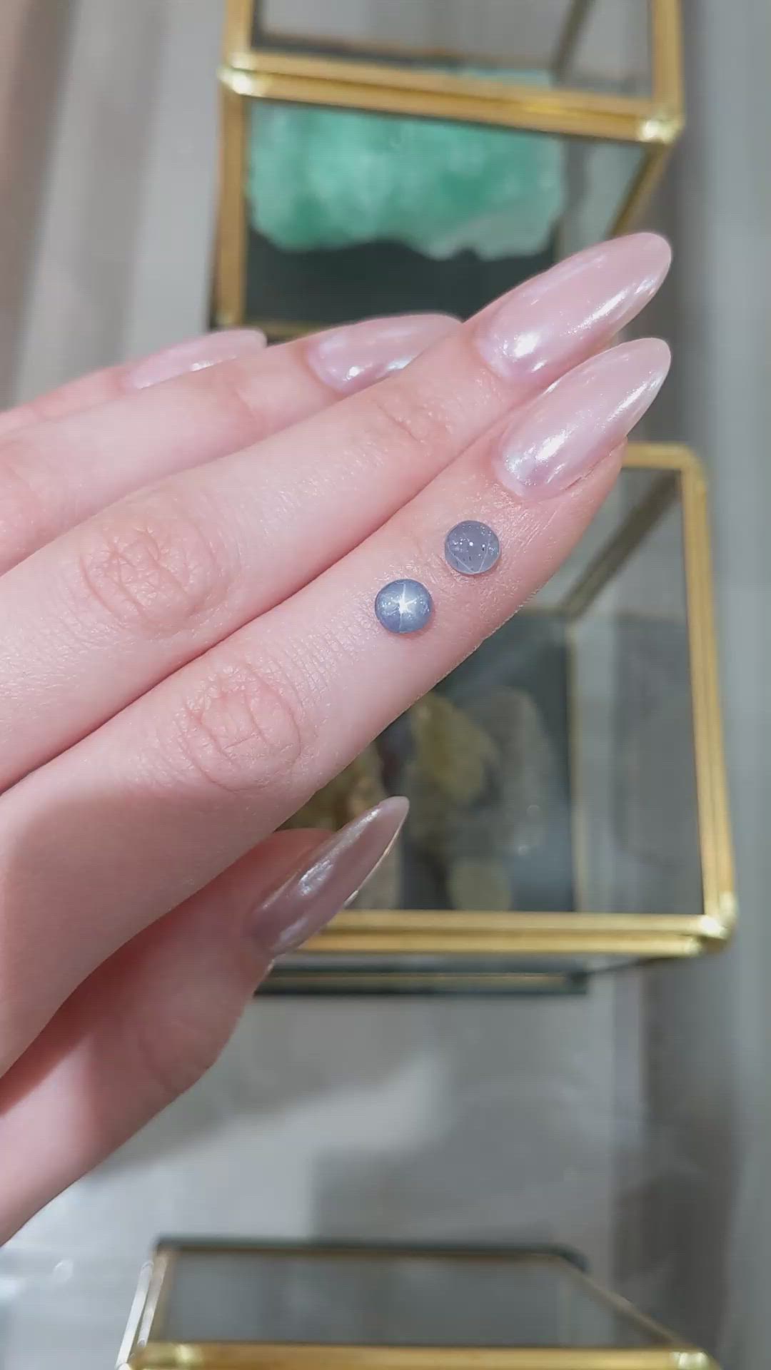 2.65 Ct.Tw.Total Carat Weight Greyish Blue Star Sapphire Pair from Ceylon (Sri Lanka) Size Video