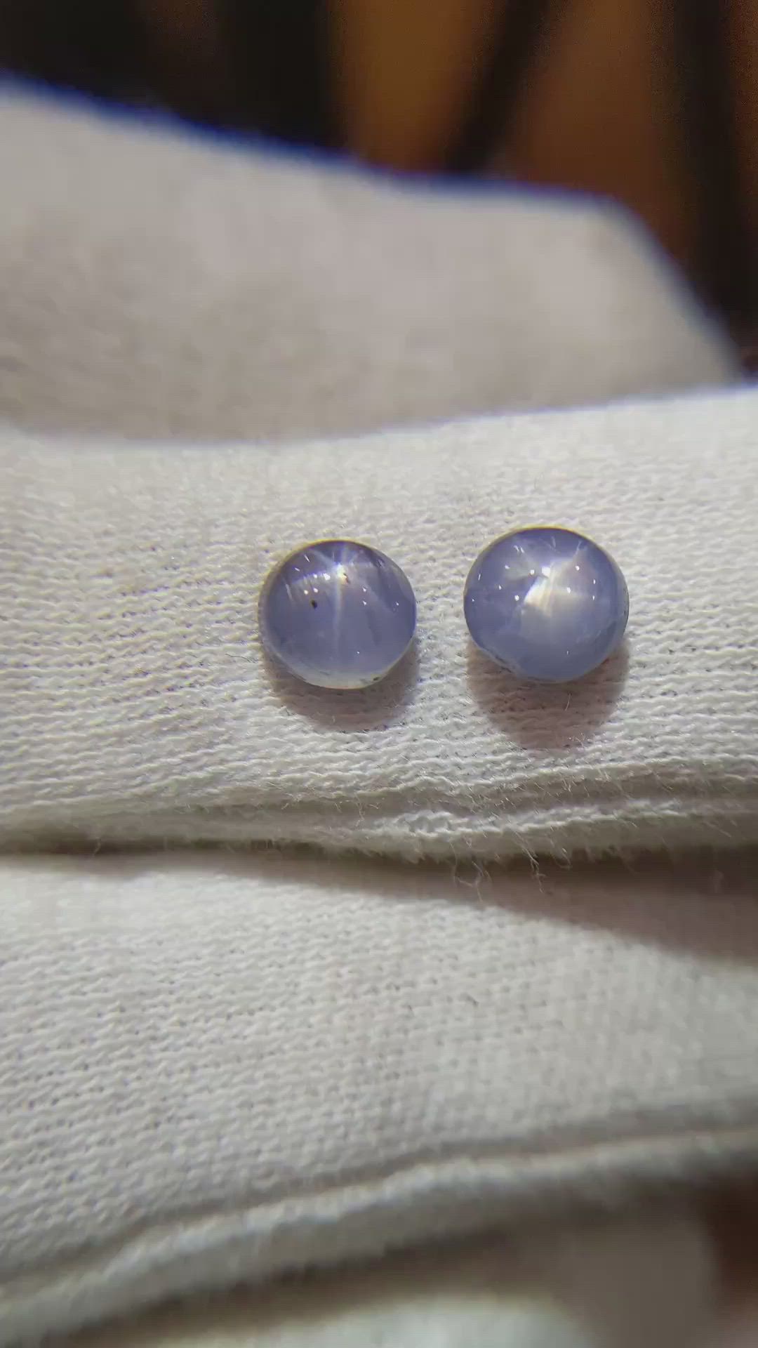 2.65&nbsp;Ct.Tw.Total Carat Weight Greyish Blue Star Sapphire Pair from Ceylon (Sri Lanka) Size Video