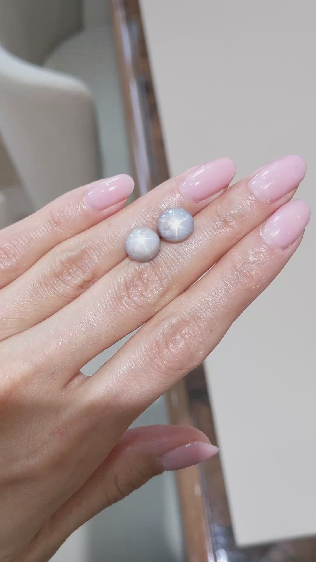 10.06 Ct.Tw.Total Carat Weight Grey Star Sapphire Pair from Ceylon (Sri Lanka) Size Video