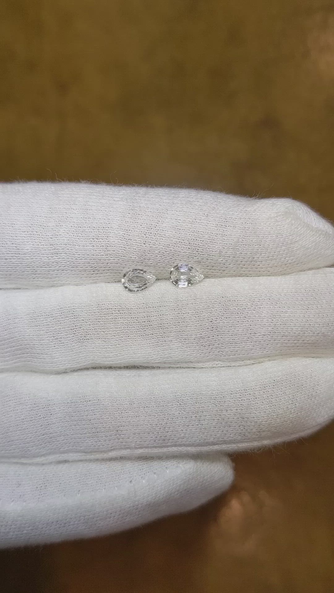 0.82 Ct.Tw.Total Carat Weight White Sapphire Pair from Ceylon (Sri Lanka) Size Video