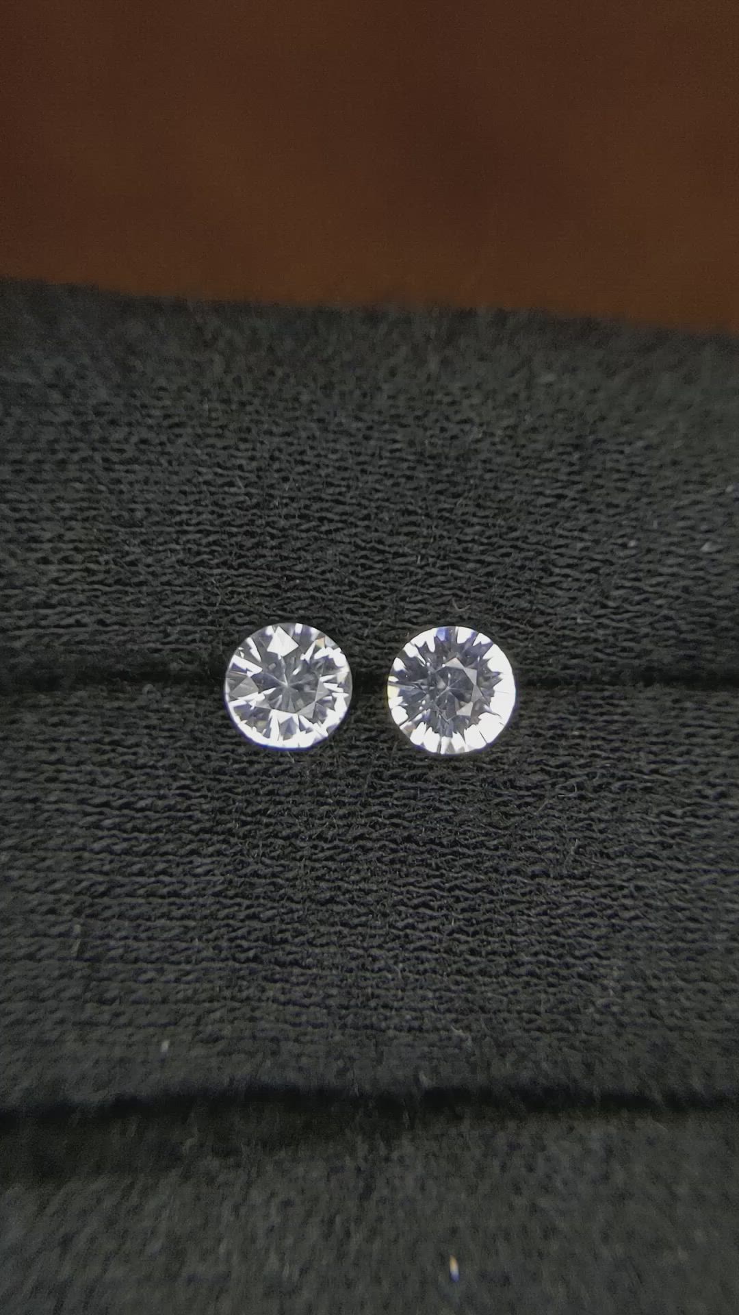1.13 Ct.Tw.Total Carat Weight White Sapphire Pair from Ceylon (Sri Lanka) Size Video