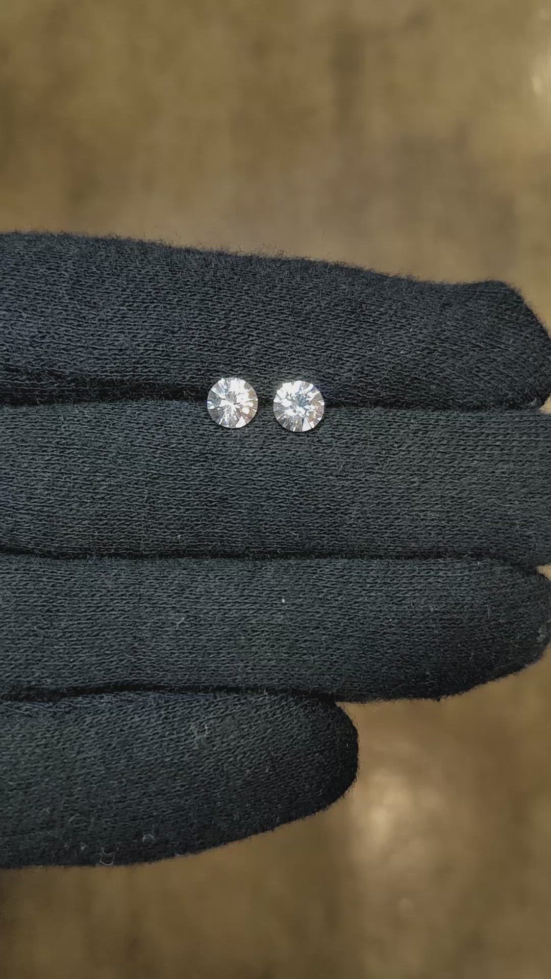 1.13 Ct.Tw.Total Carat Weight White Sapphire Pair from Ceylon (Sri Lanka) Size Video