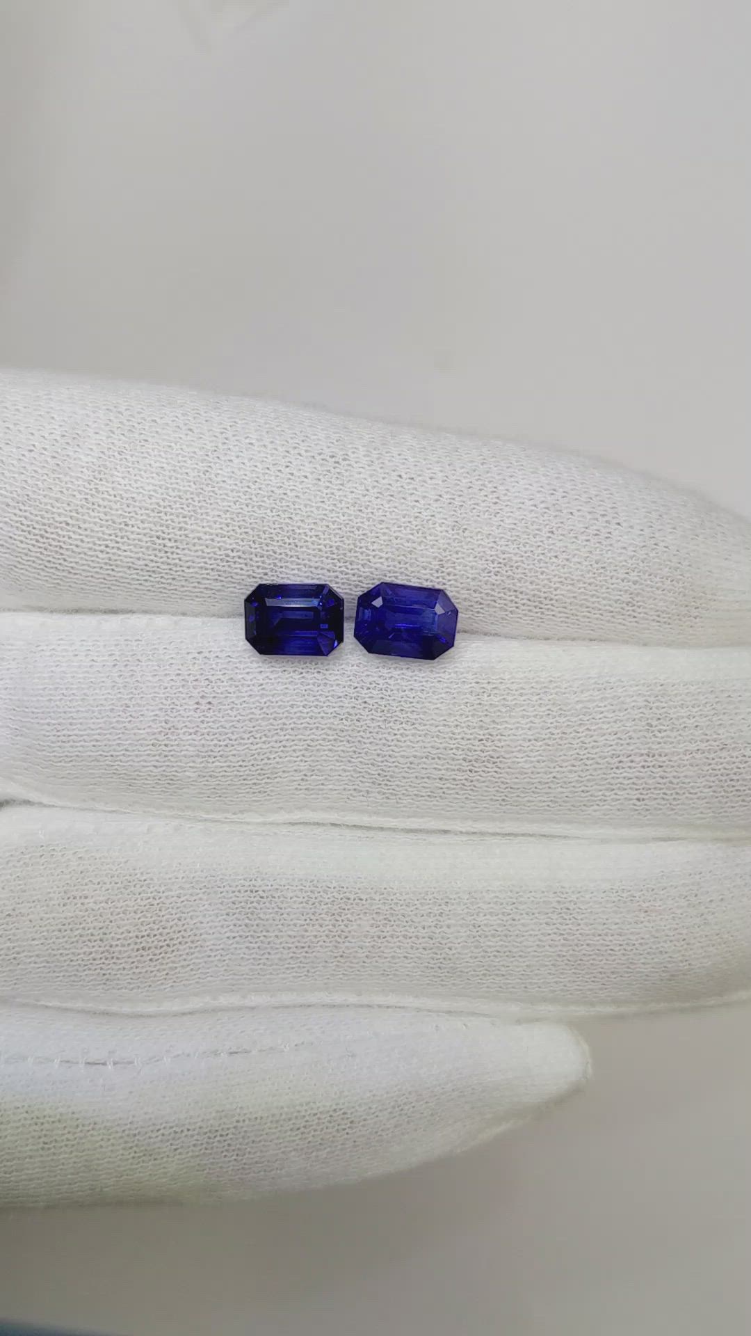 4.35 Ct.Tw.Total Carat Weight Blue Sapphire Pair from Ceylon (Sri Lanka) Size Video