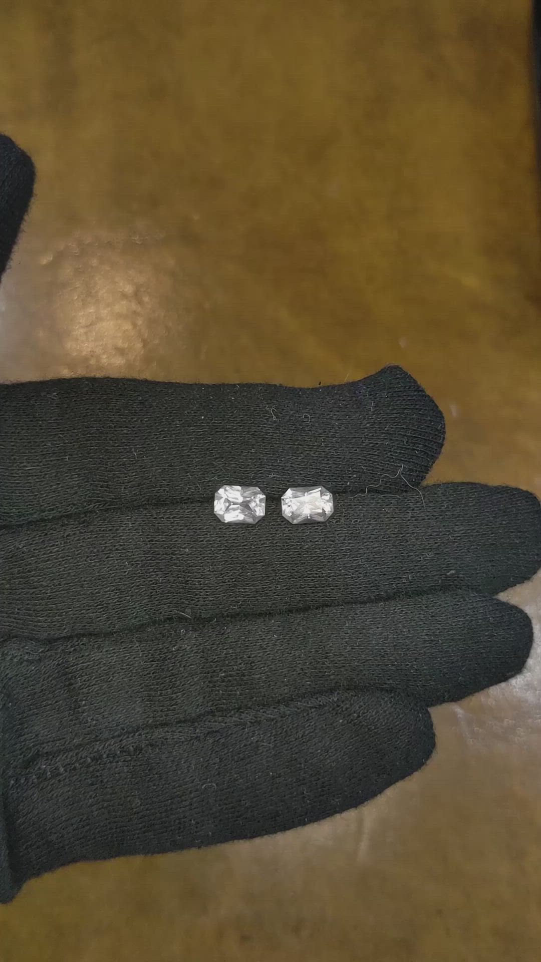 2.18 Ct.Tw.Total Carat Weight White Sapphire Pair from Ceylon (Sri Lanka) Size Video