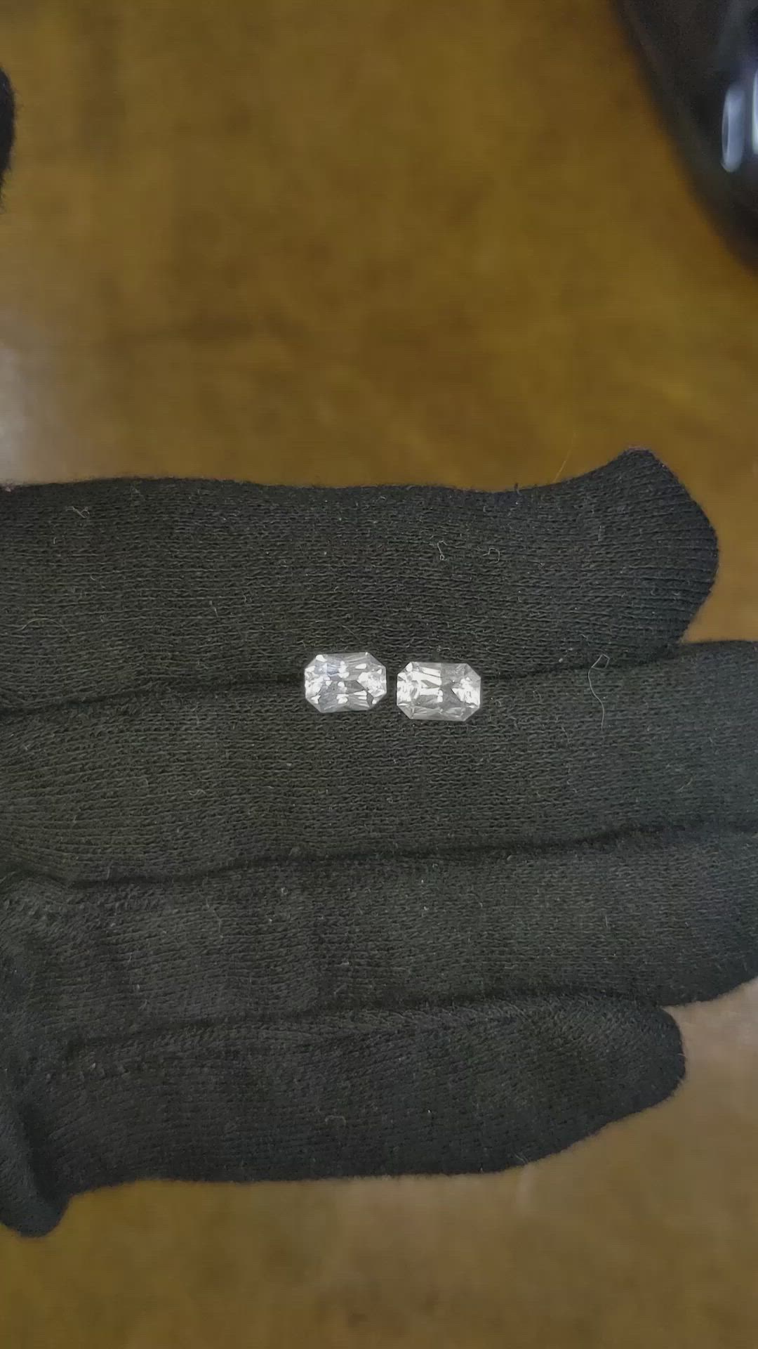 2.28 Ct.Tw.Total Carat Weight White Sapphire Pair from Ceylon (Sri Lanka) Size Video