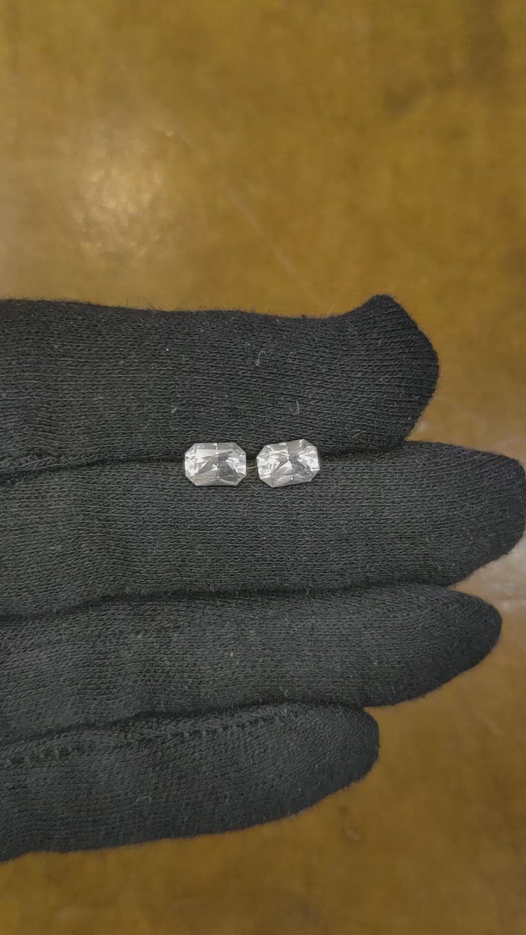 2.32 Ct.Tw.Total Carat Weight White Sapphire Pair from Ceylon (Sri Lanka) Size Video