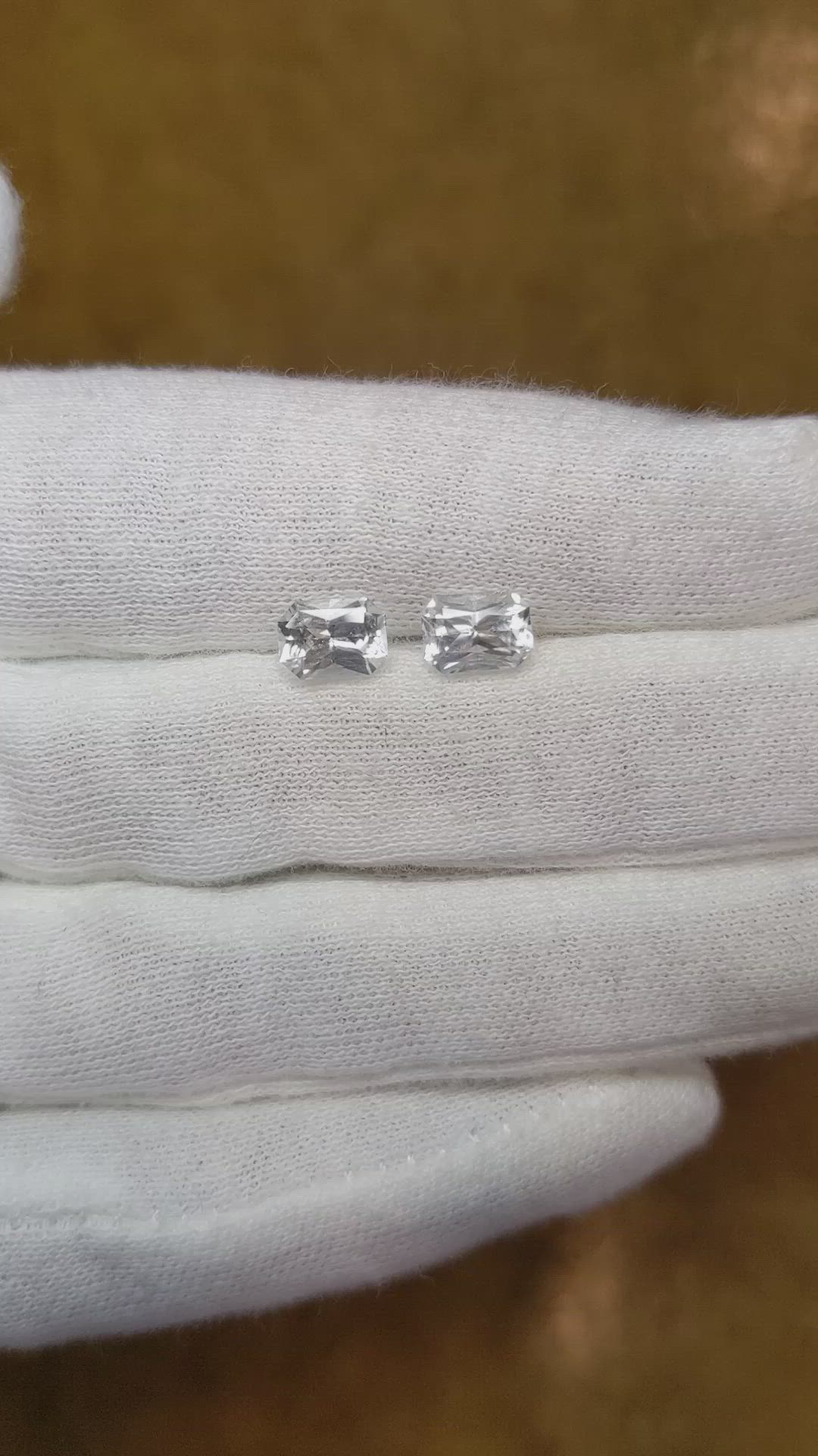 2.30 Ct.Tw.Total Carat Weight White Sapphire Pair from Ceylon (Sri Lanka) Size Video