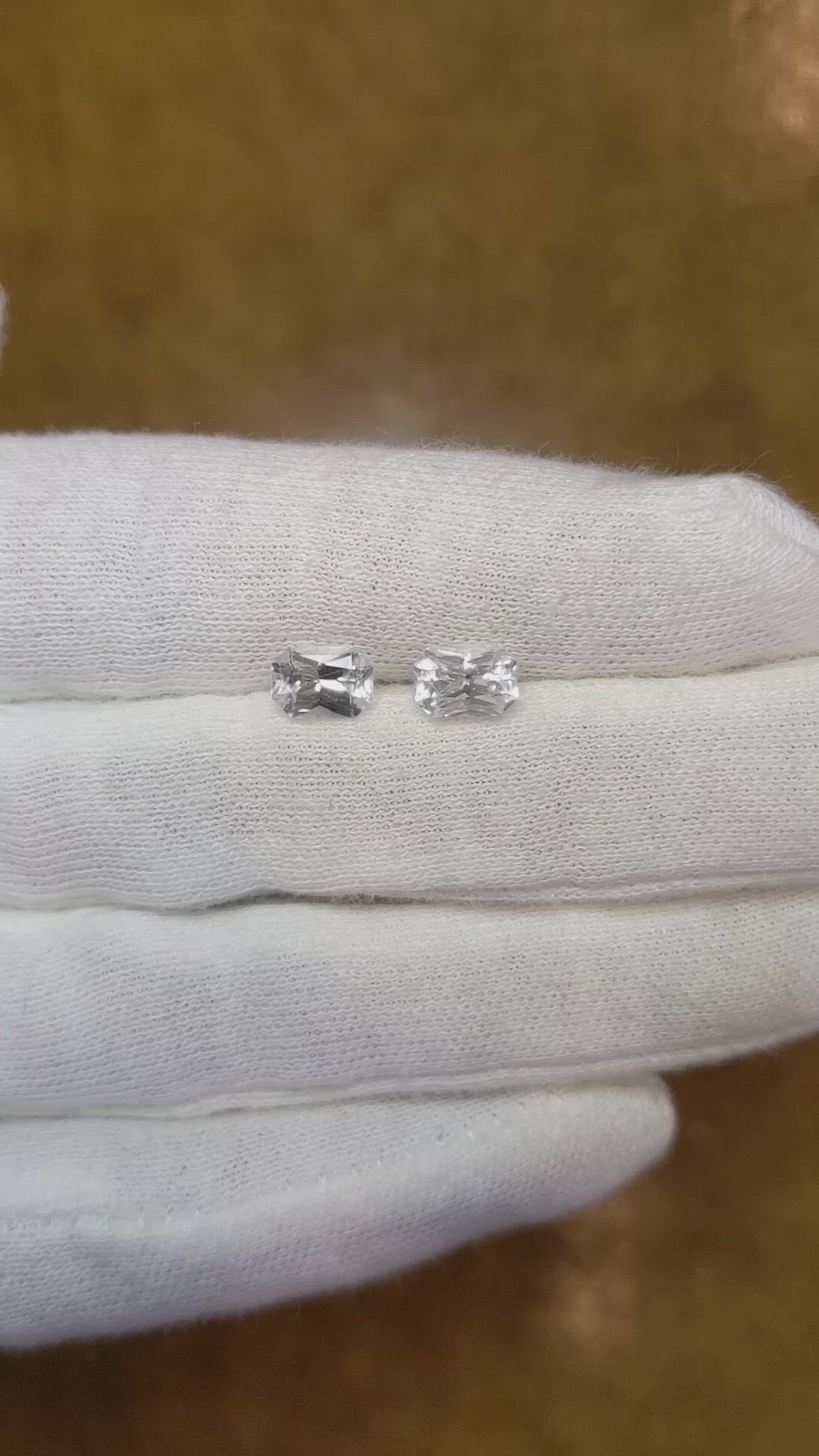 2.25 Ct.Tw.Total Carat Weight White Sapphire Pair from Ceylon (Sri Lanka) Size Video