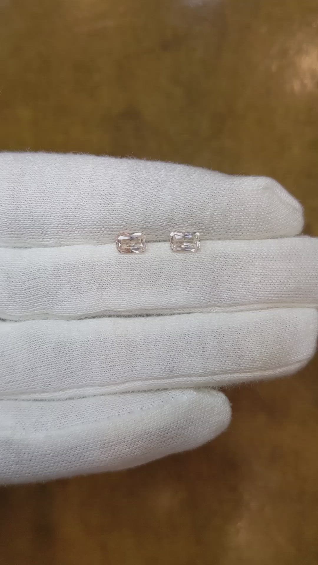 1.16 Ct.Tw.Total Carat Weight Peach Sapphire Pair from Ceylon (Sri Lanka) Size Video