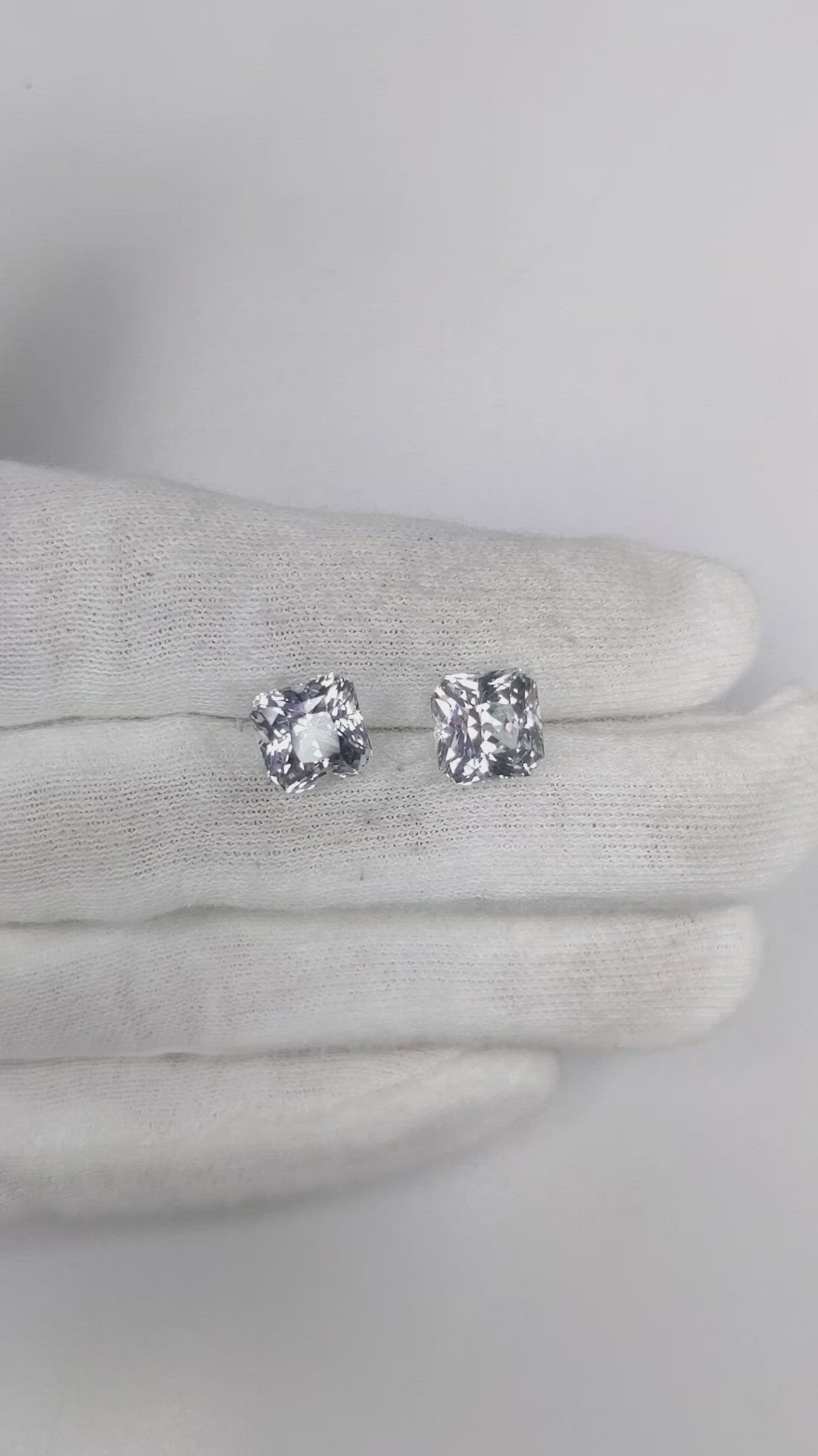 8.44 Ct.Tw.Total Carat Weight White Sapphire Pair from Ceylon (Sri Lanka) Size Video