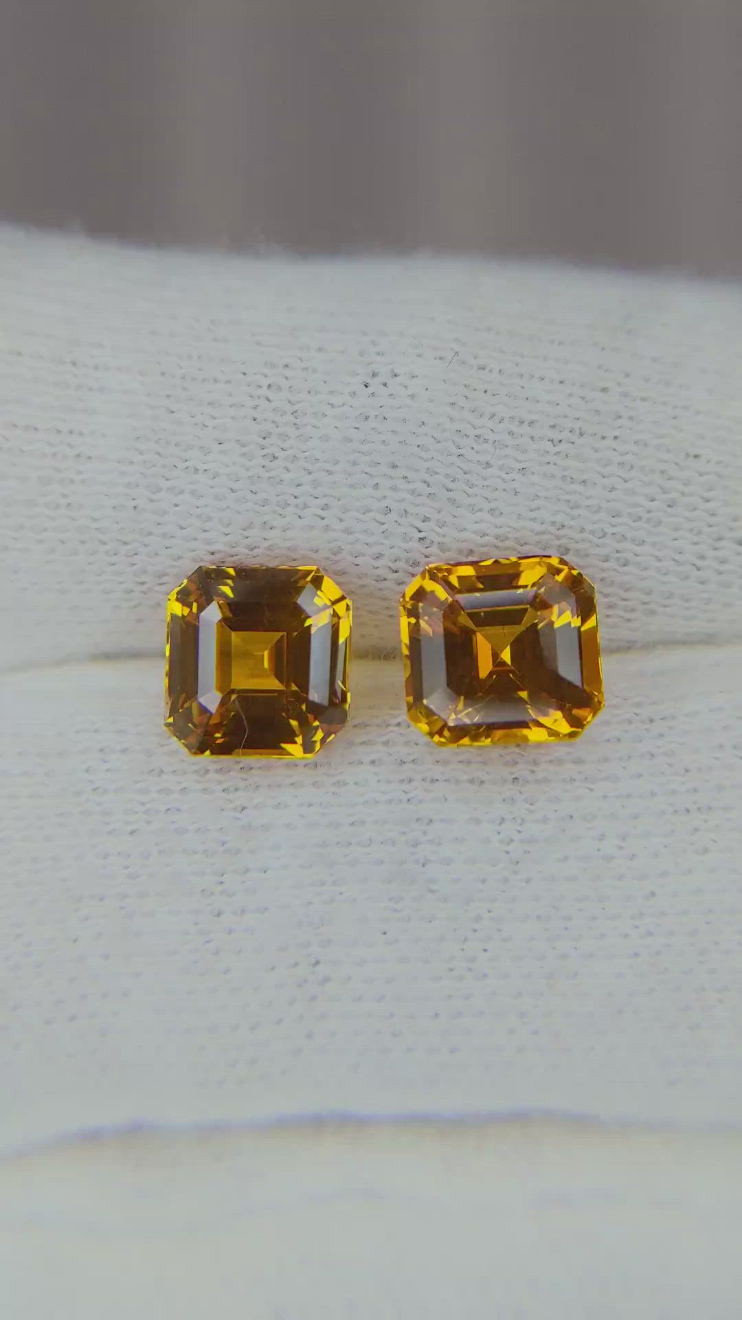 5.07 Ct.Tw.Total Carat Weight Yellowish Orange Sapphire Pair from Ceylon (Sri Lanka) Size Video
