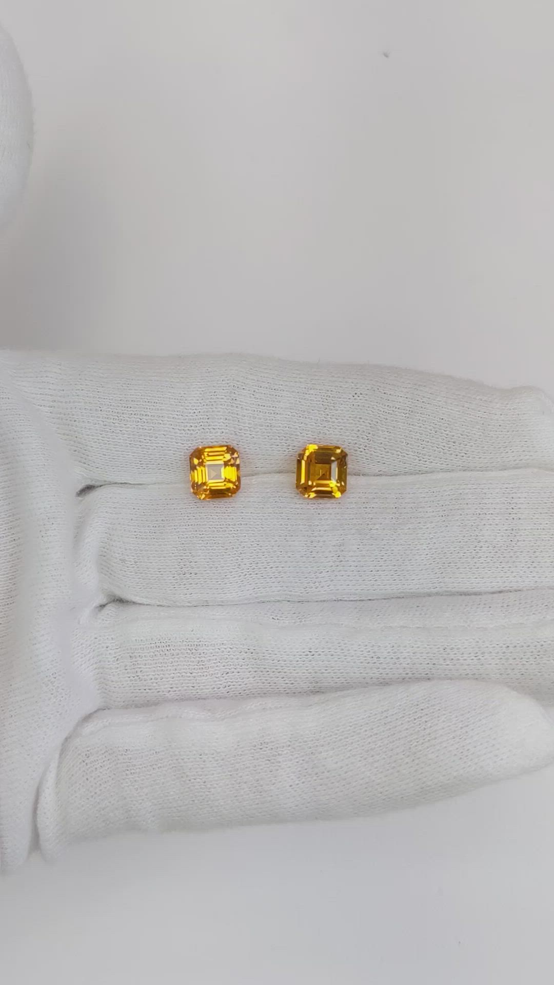5.07 Ct.Tw.Total Carat Weight Yellowish Orange Sapphire Pair from Ceylon (Sri Lanka) Size Video