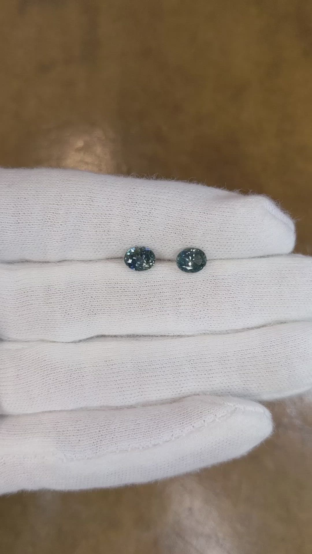 1.69&nbsp;Ct.Tw.Total Carat Weight Greenish Blue Sapphire Pair from Montana Size Video