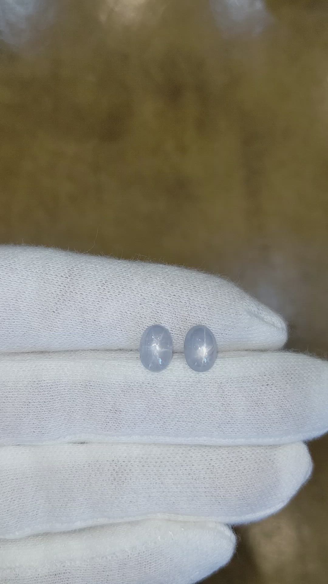 4.32&nbsp;Ct.Tw.Total Carat Weight White Star Sapphire Pair from Ceylon (Sri Lanka) Size Video