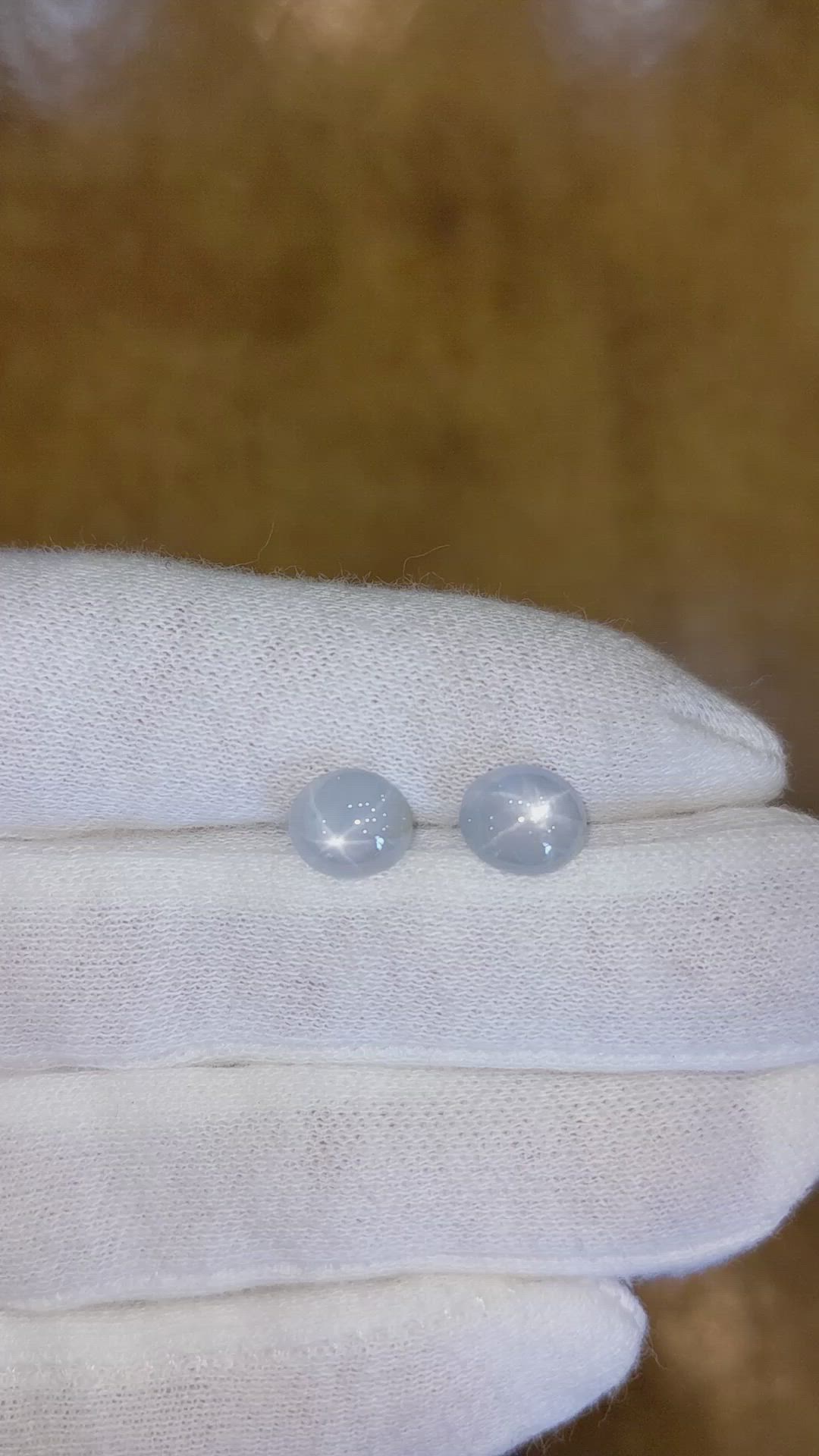 5.52 Ct.Tw.Total Carat Weight Grey Star Sapphire Pair from Ceylon (Sri Lanka) Size Video