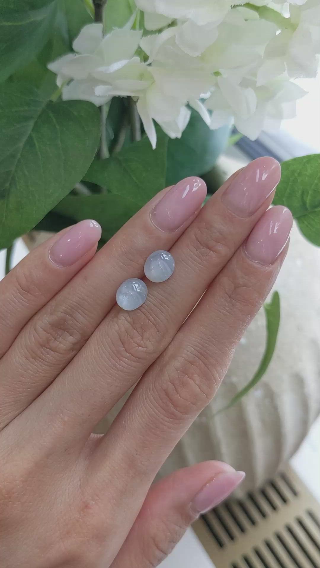 5.52 Ct.Tw.Total Carat Weight Grey Star Sapphire Pair from Ceylon (Sri Lanka) Size Video