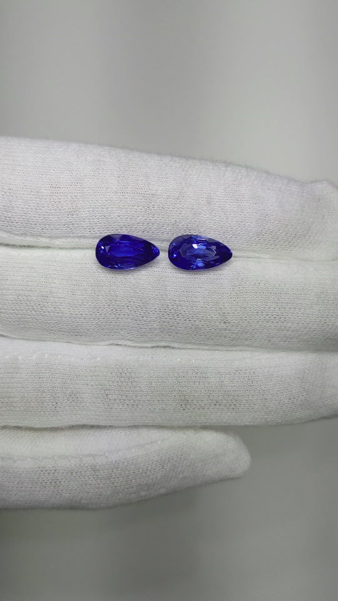 5.71 Ct.Tw.Total Carat Weight Blue Sapphire Pair from Ceylon (Sri Lanka) Size Video