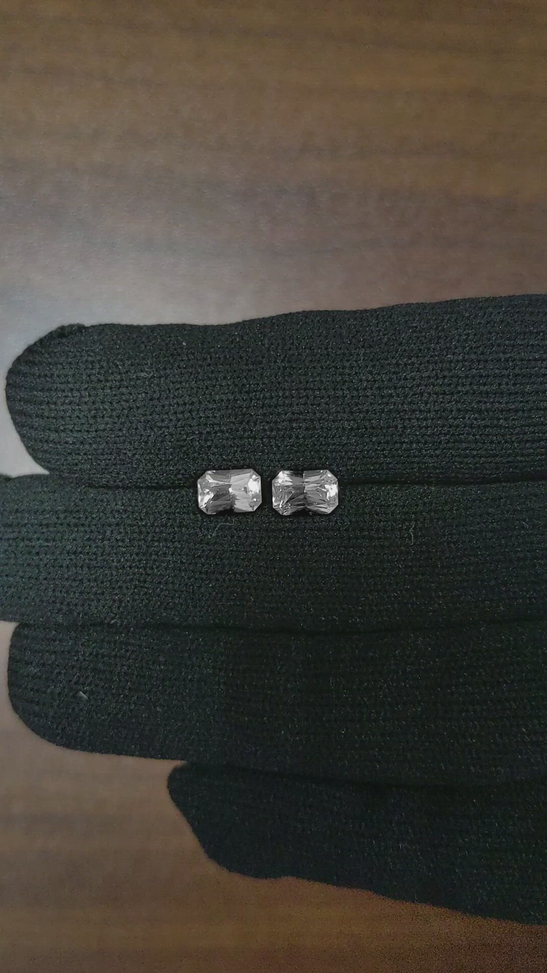 1.82 Ct.Tw.Total Carat Weight White Sapphire Pair from Ceylon (Sri Lanka) Size Video