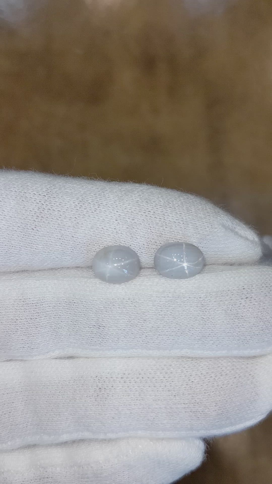 6.45&nbsp;Ct.Tw.Total Carat Weight Grey Star Sapphire Pair from Ceylon (Sri Lanka) Size Video