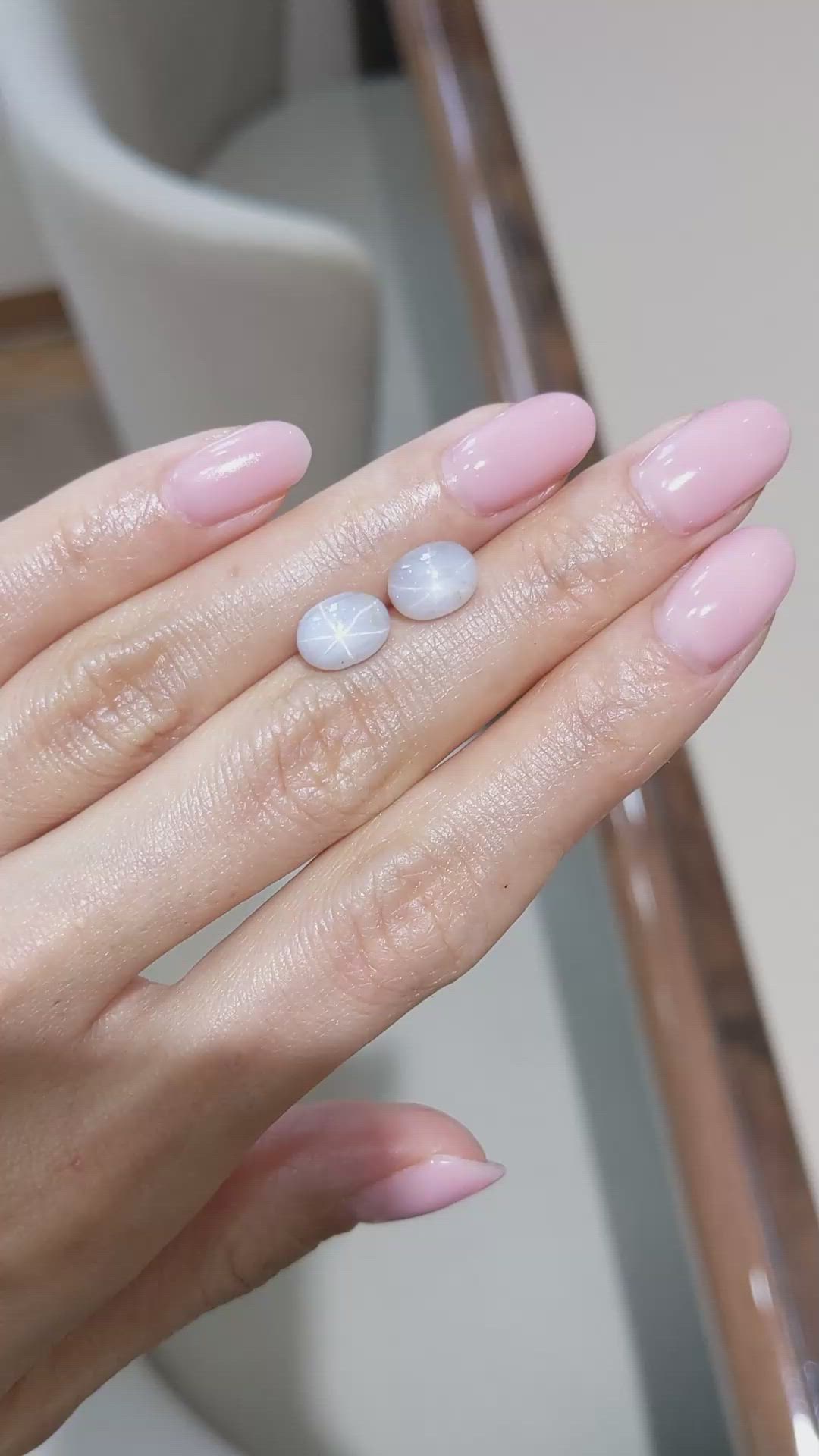 6.45 Ct.Tw.Total Carat Weight Grey Star Sapphire Pair from Ceylon (Sri Lanka) Size Video