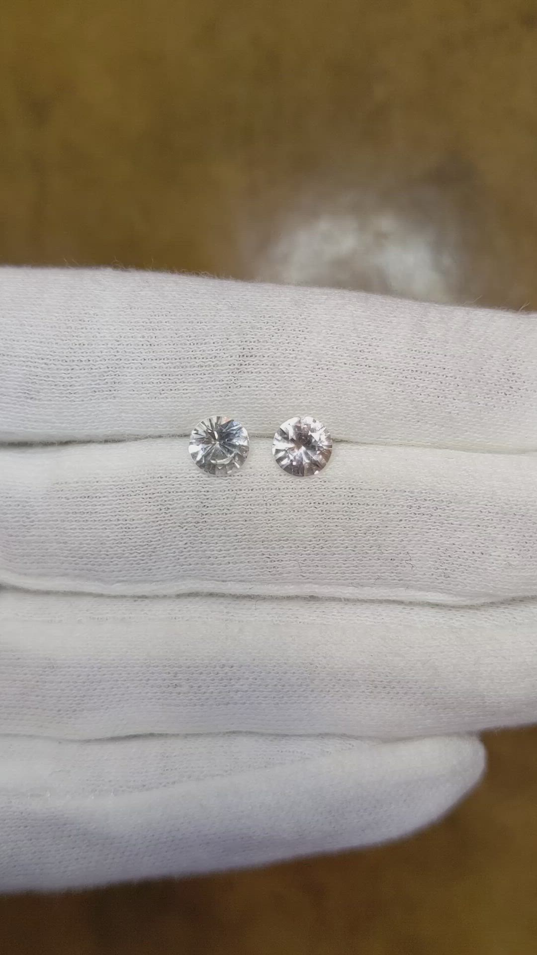 1.86 Ct.Tw.Total Carat Weight White Sapphire Pair from Ceylon (Sri Lanka) Size Video