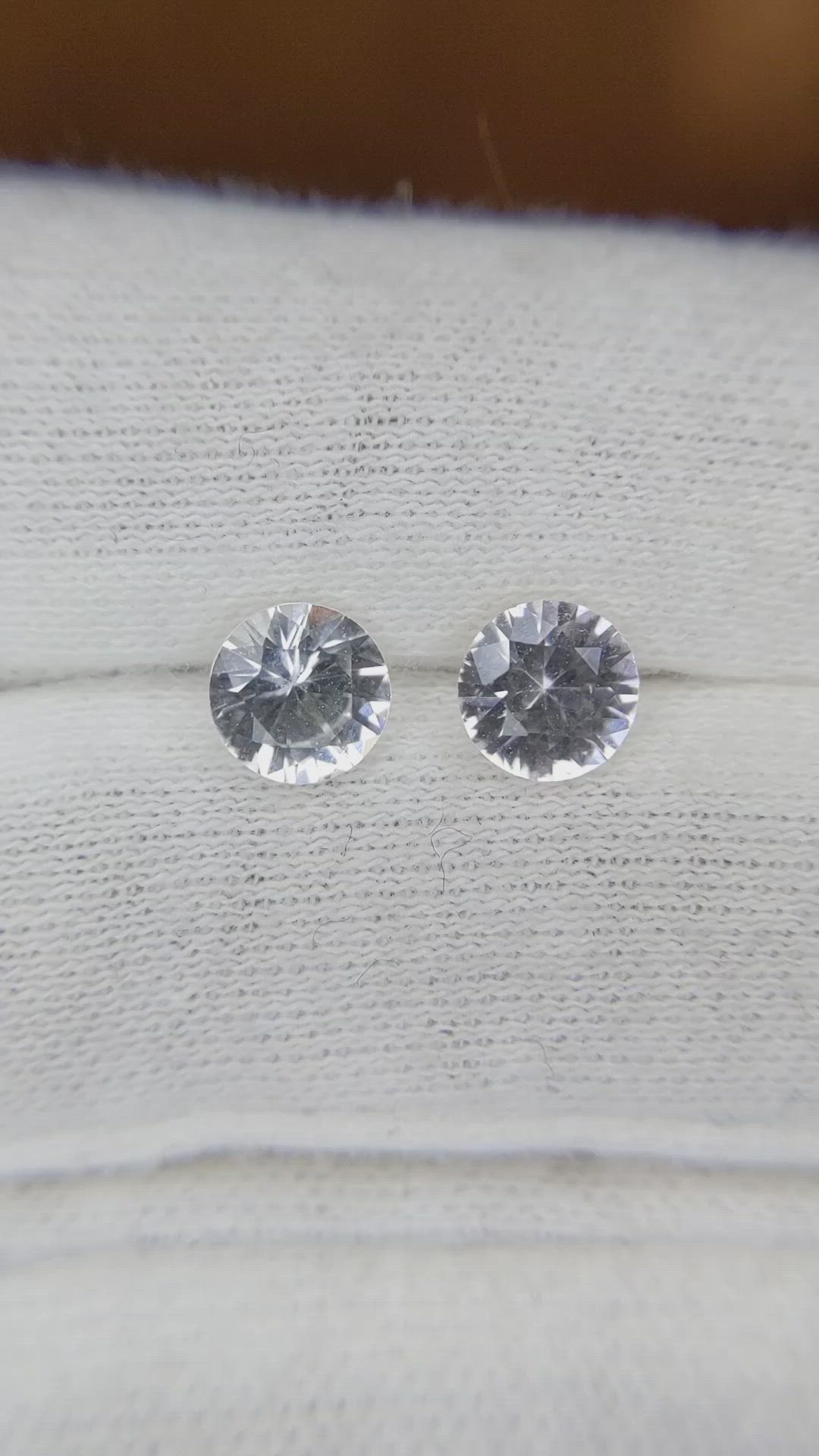 1.86 Ct.Tw.Total Carat Weight White Sapphire Pair from Ceylon (Sri Lanka) Size Video