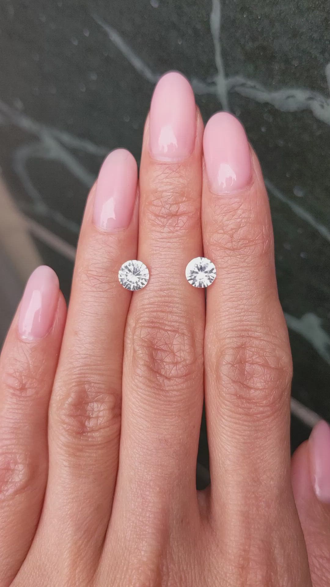 1.86 Ct.Tw.Total Carat Weight White Sapphire Pair from Ceylon (Sri Lanka) Size Video