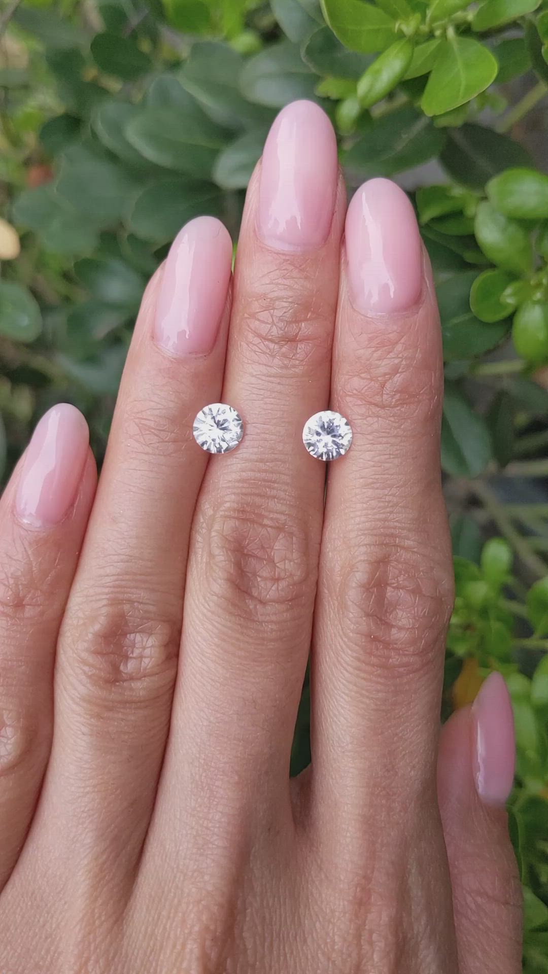 1.86 Ct.Tw.Total Carat Weight White Sapphire Pair from Ceylon (Sri Lanka) Size Video