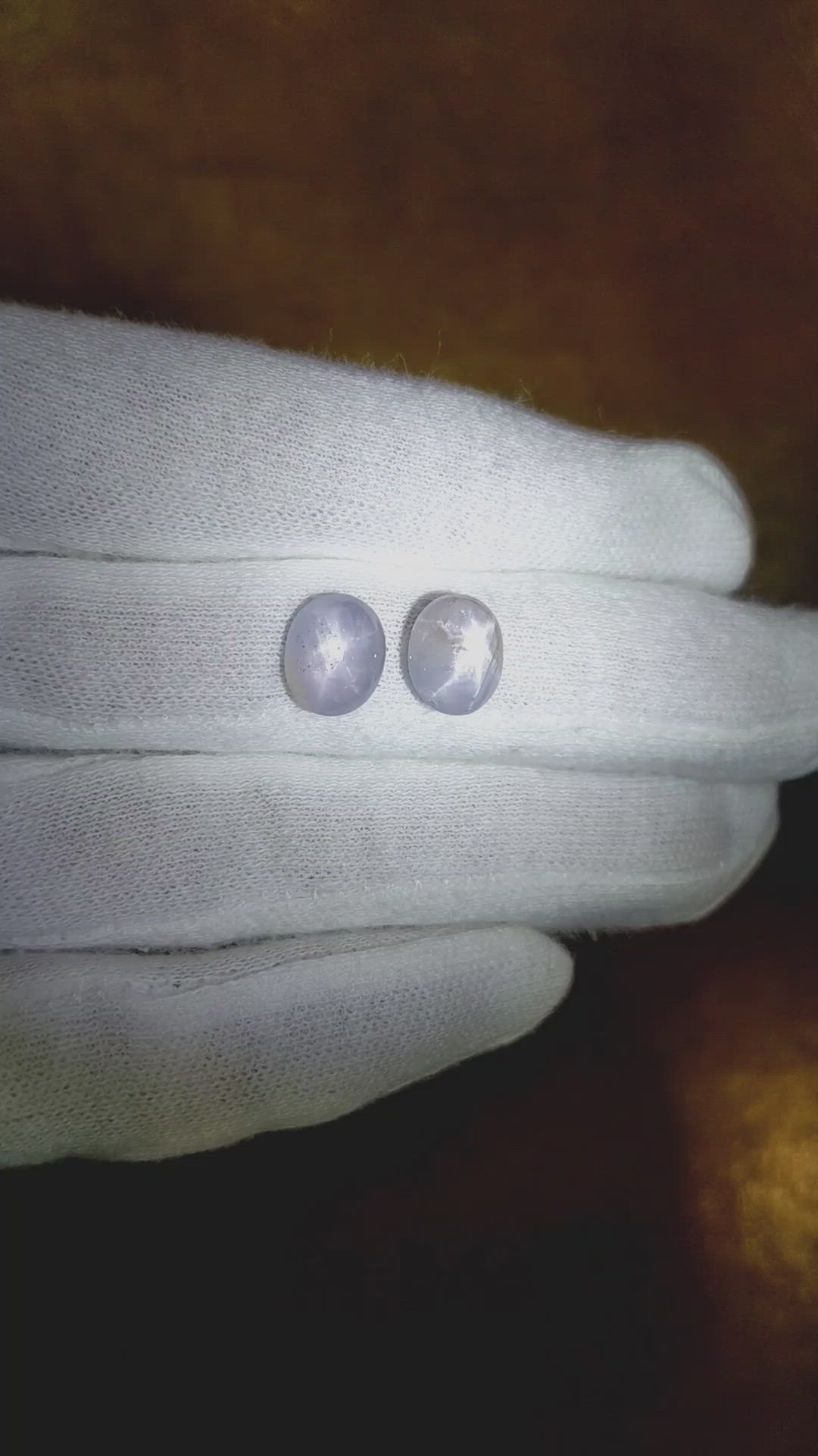 6.02 Ct.Tw.Total Carat Weight Grey Star Sapphire Pair from Ceylon (Sri Lanka) Size Video