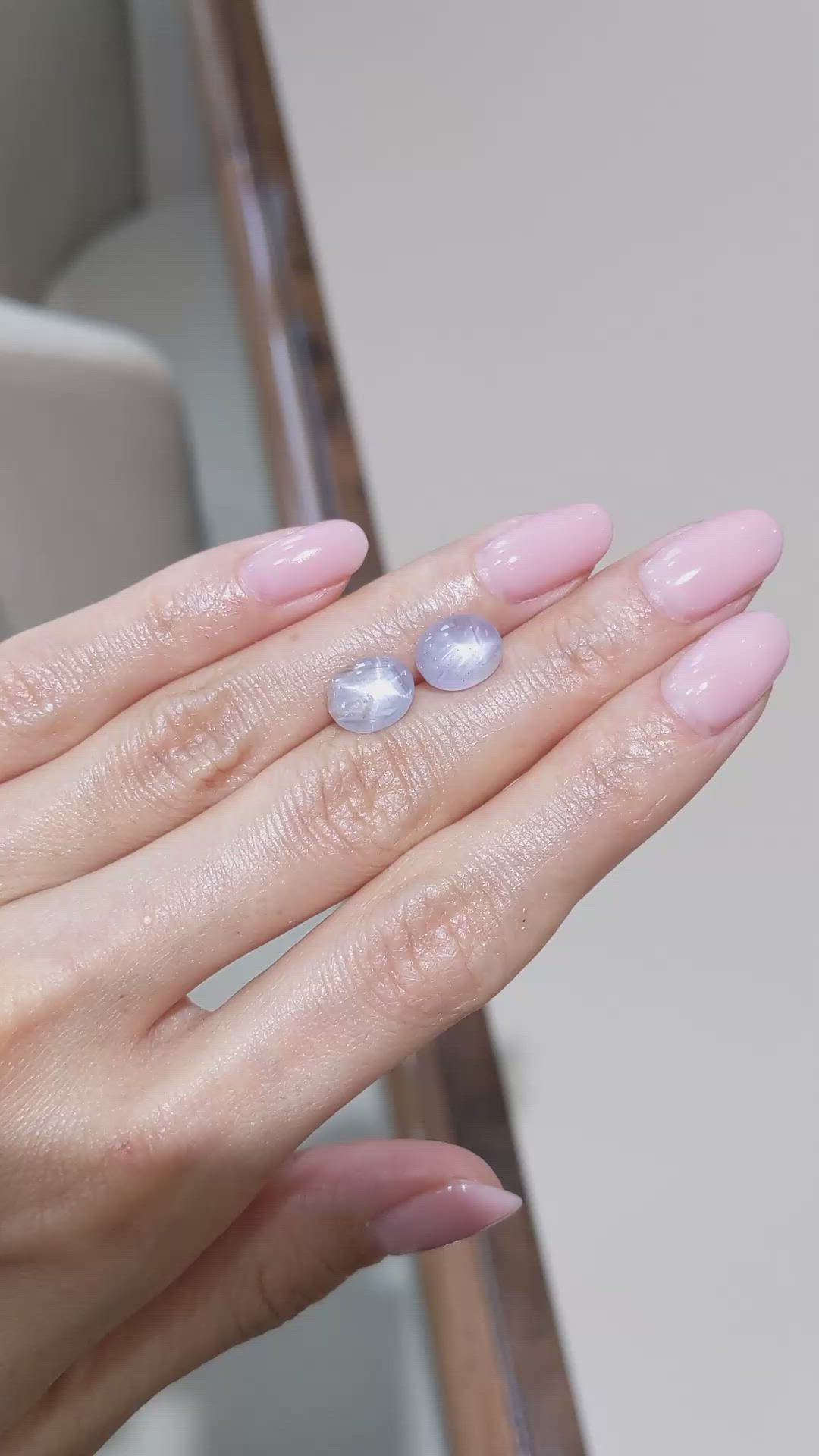 6.02&nbsp;Ct.Tw.Total Carat Weight Grey Star Sapphire Pair from Ceylon (Sri Lanka) Size Video