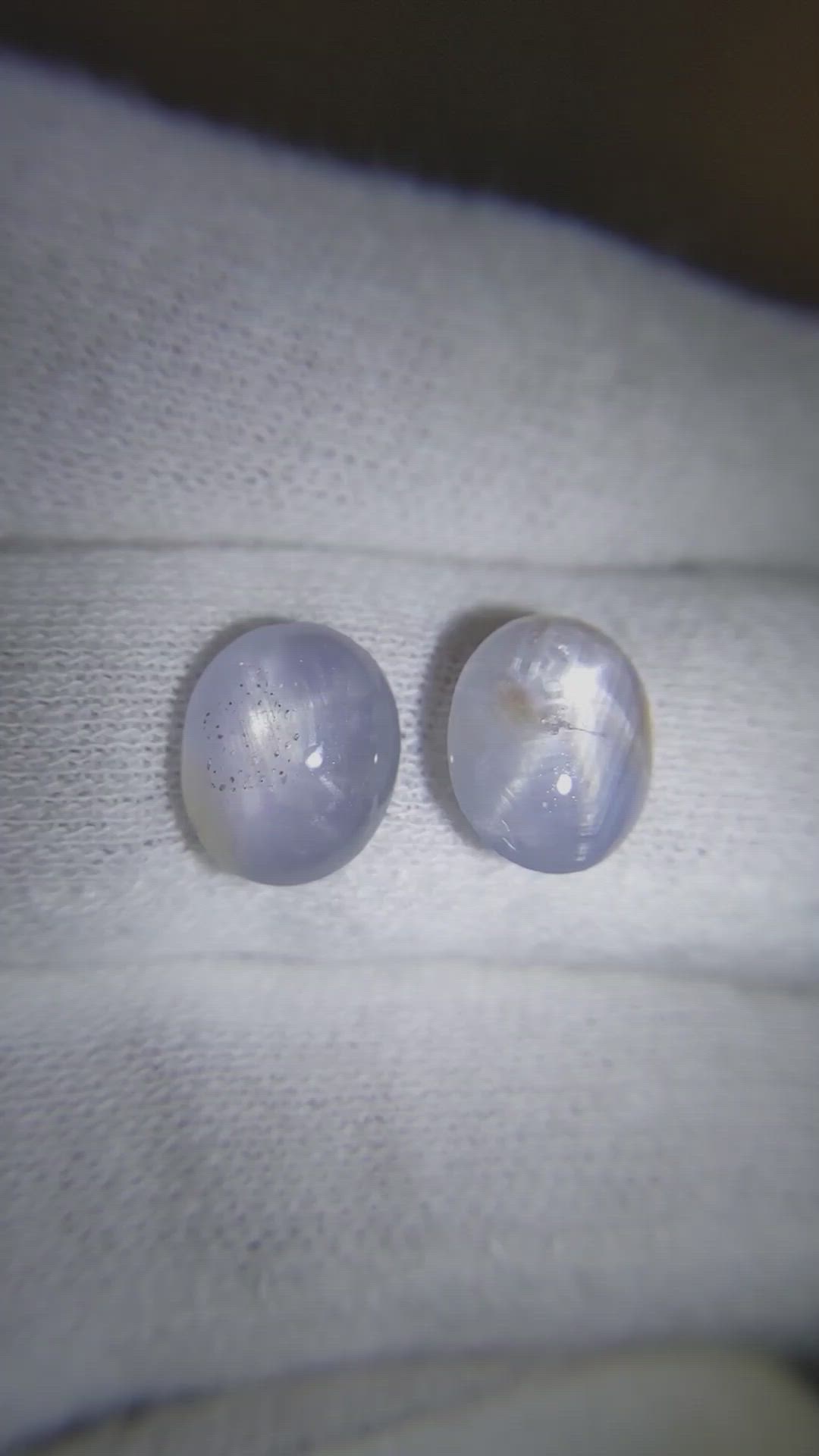 6.02 Ct.Tw.Total Carat Weight Grey Star Sapphire Pair from Ceylon (Sri Lanka) Size Video