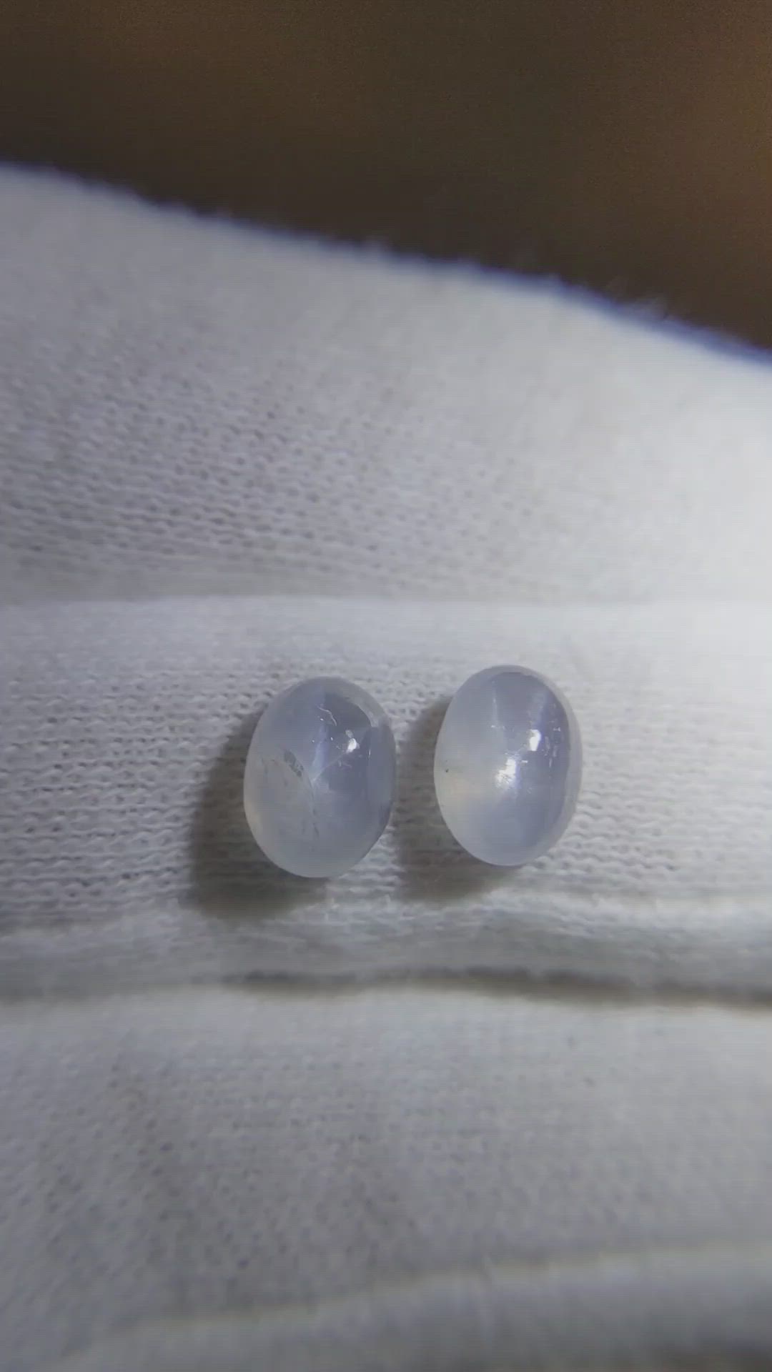 3.94 Ct.Tw.Total Carat Weight Grey Star Sapphire Pair from Ceylon (Sri Lanka) Size Video