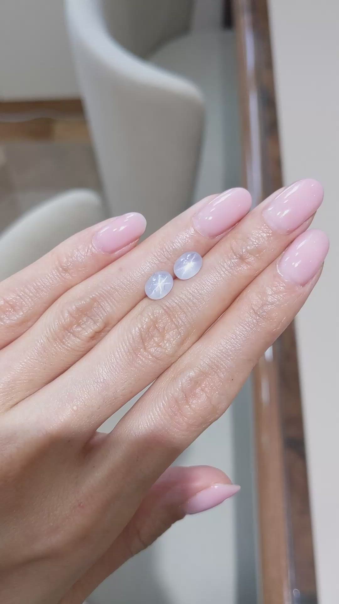 3.94&nbsp;Ct.Tw.Total Carat Weight Grey Star Sapphire Pair from Ceylon (Sri Lanka) Size Video