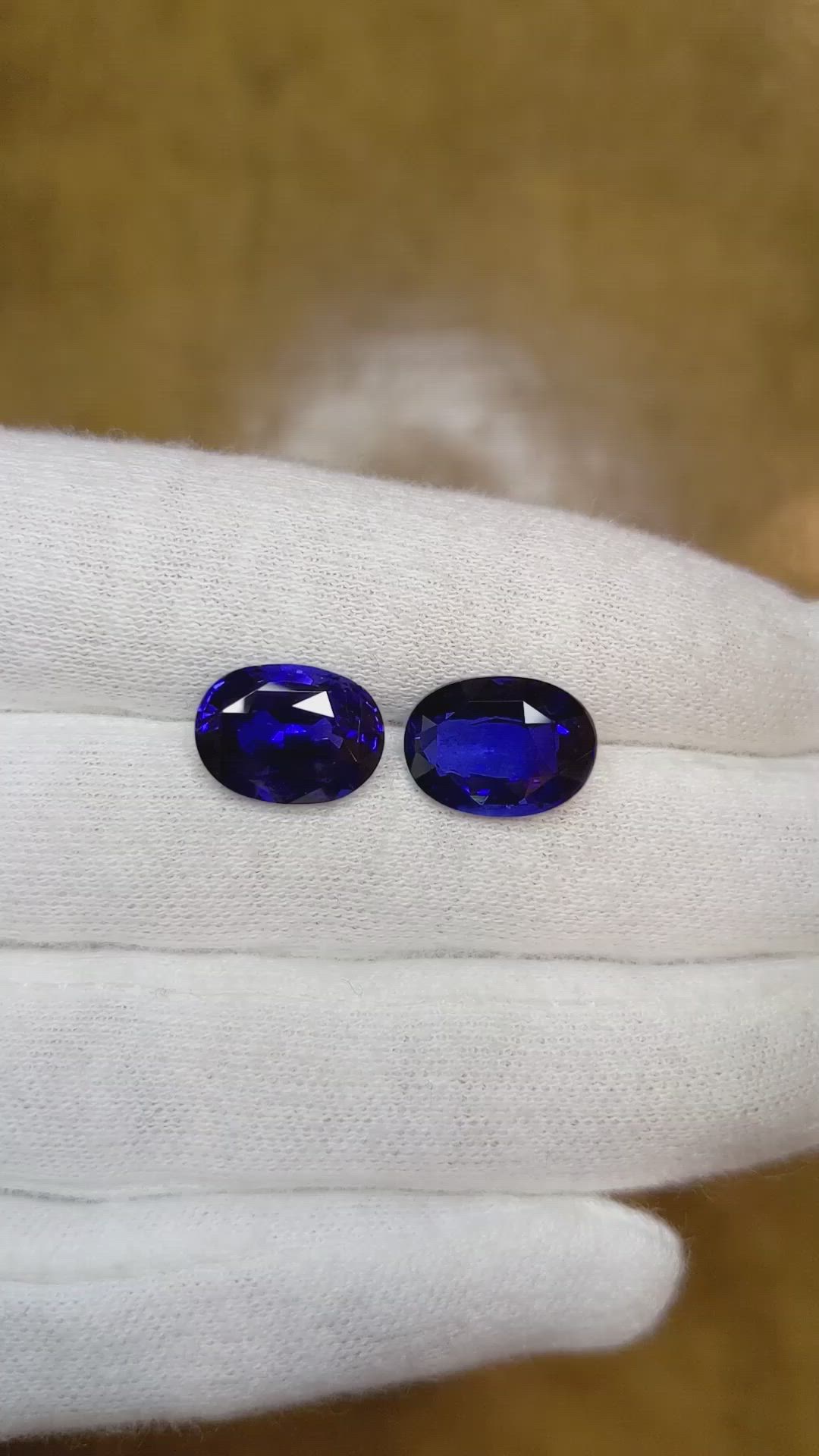 10.01 Ct.Tw.Total Carat Weight Blue Sapphire Pair from Ceylon (Sri Lanka) Size Video