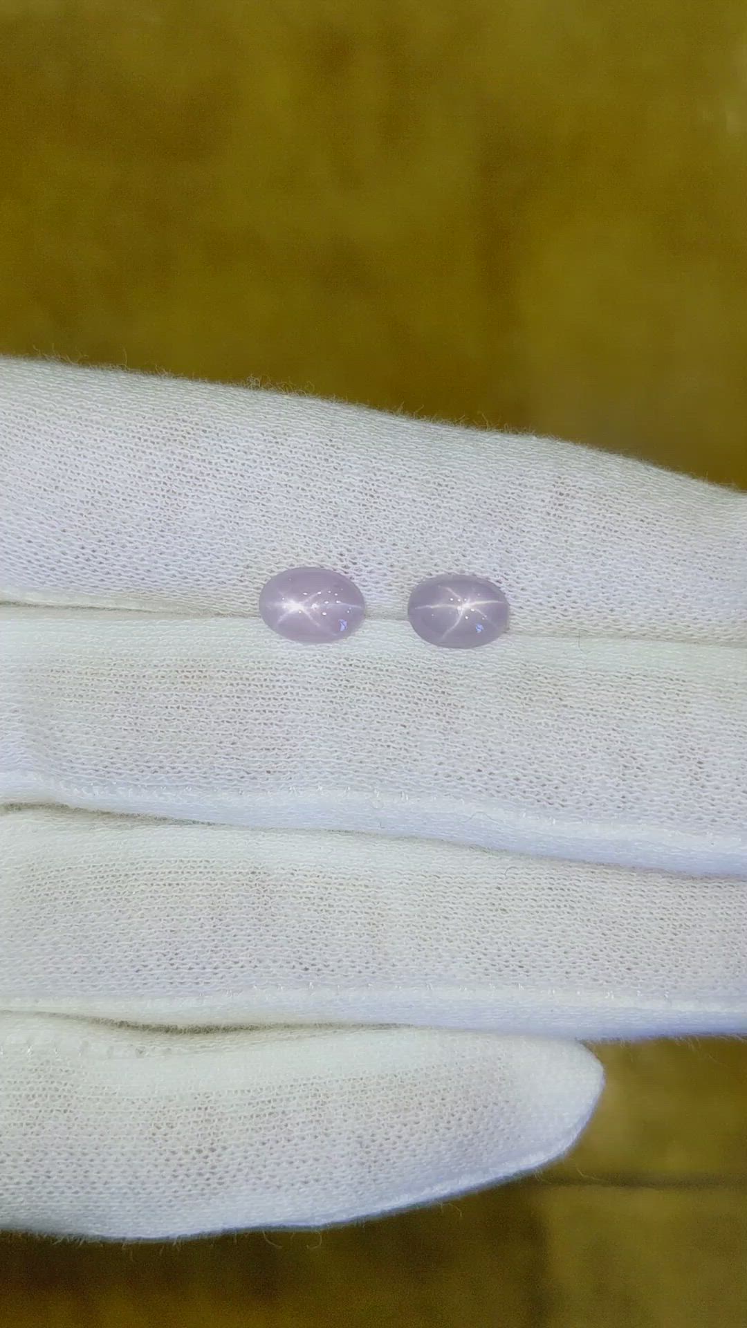 3.33&nbsp;Ct.Tw.Total Carat Weight Pink Star Sapphire Pair from Ceylon (Sri Lanka) Size Video