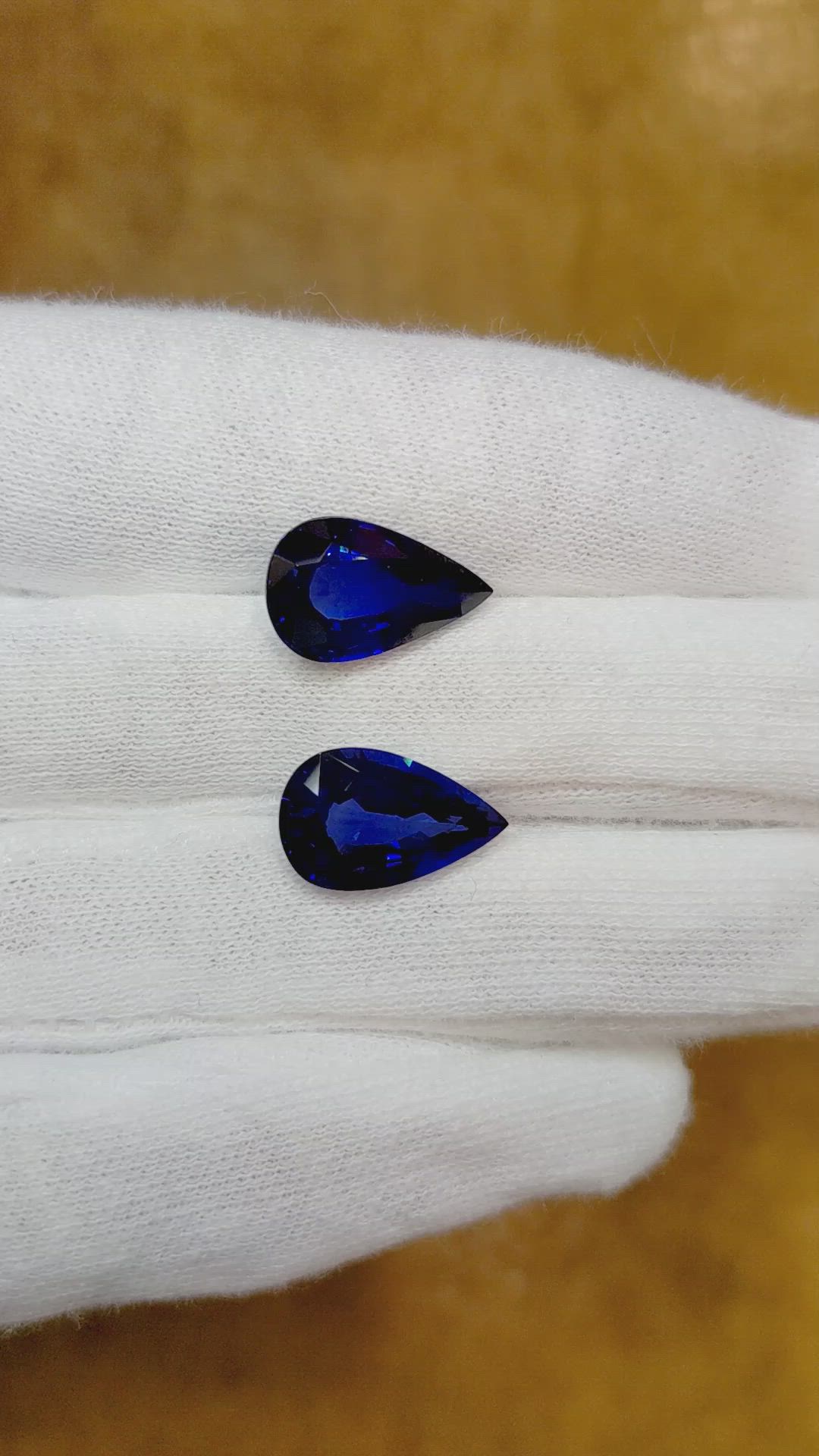 10.34&nbsp;Ct.Tw.Total Carat Weight Blue Sapphire Pair from Madagascar Size Video