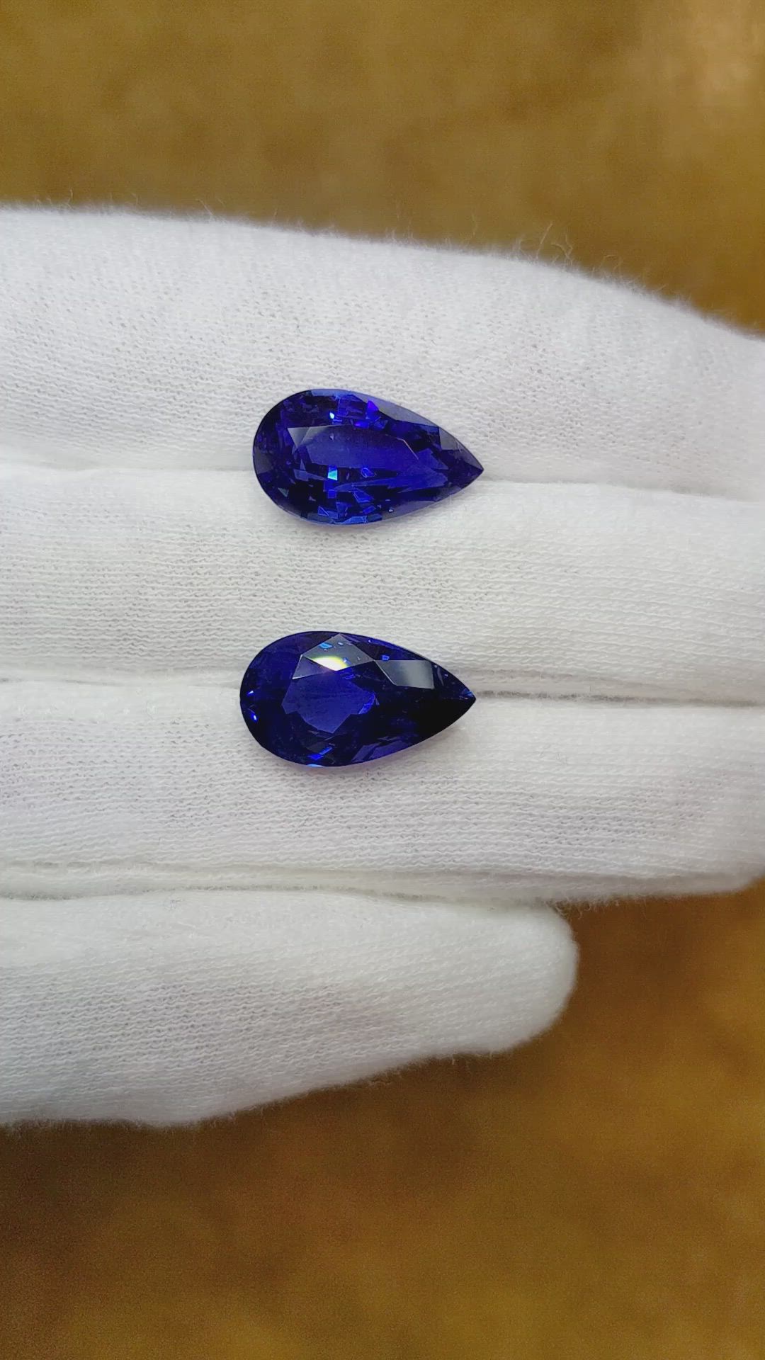 16.17 Ct.Tw.Total Carat Weight Blue Sapphire Pair from Ceylon (Sri Lanka) Size Video