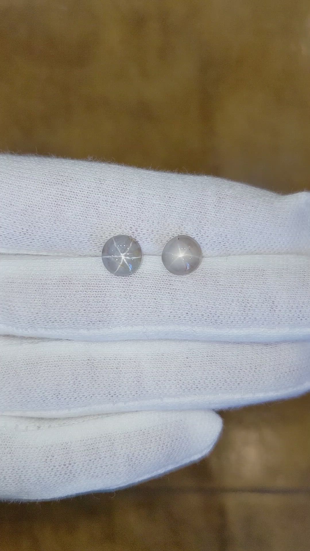5.41&nbsp;Ct.Tw.Total Carat Weight Grey Star Sapphire Pair from Ceylon (Sri Lanka) Size Video