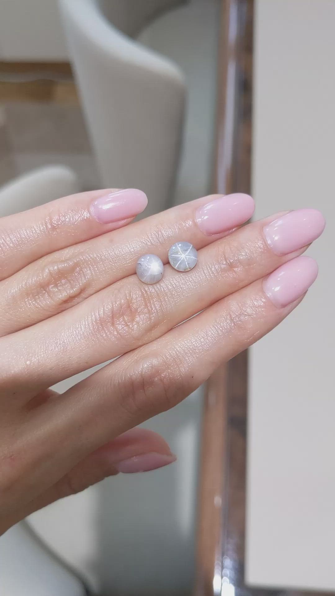 5.41&nbsp;Ct.Tw.Total Carat Weight Grey Star Sapphire Pair from Ceylon (Sri Lanka) Size Video