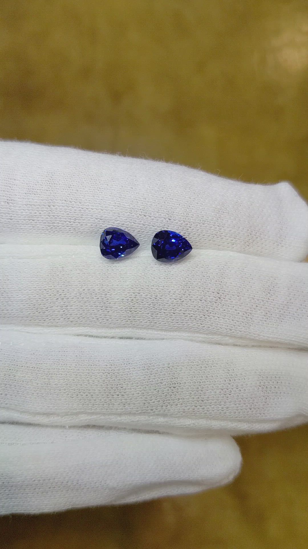2.87 Ct.Tw.Total Carat Weight Blue Sapphire Pair from Ceylon (Sri Lanka) Size Video