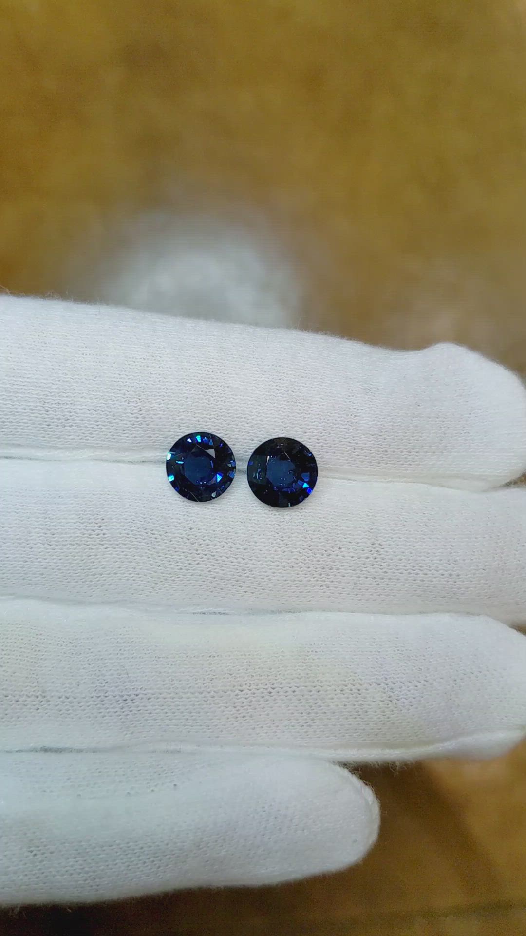 3.42 Ct.Tw.Total Carat Weight Blue Sapphire Pair from Thailand Size Video